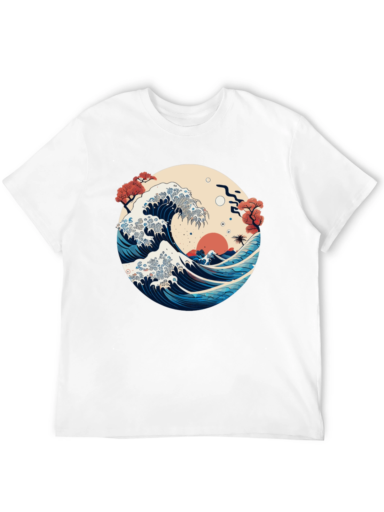 Camiseta Negra con Ola Japonesa Estilizada