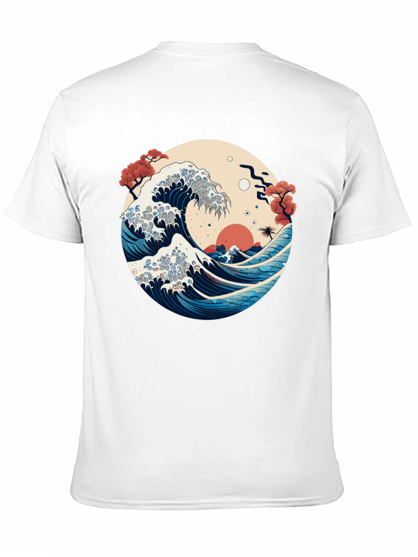 Camiseta Negra con Ola Japonesa Estilizada