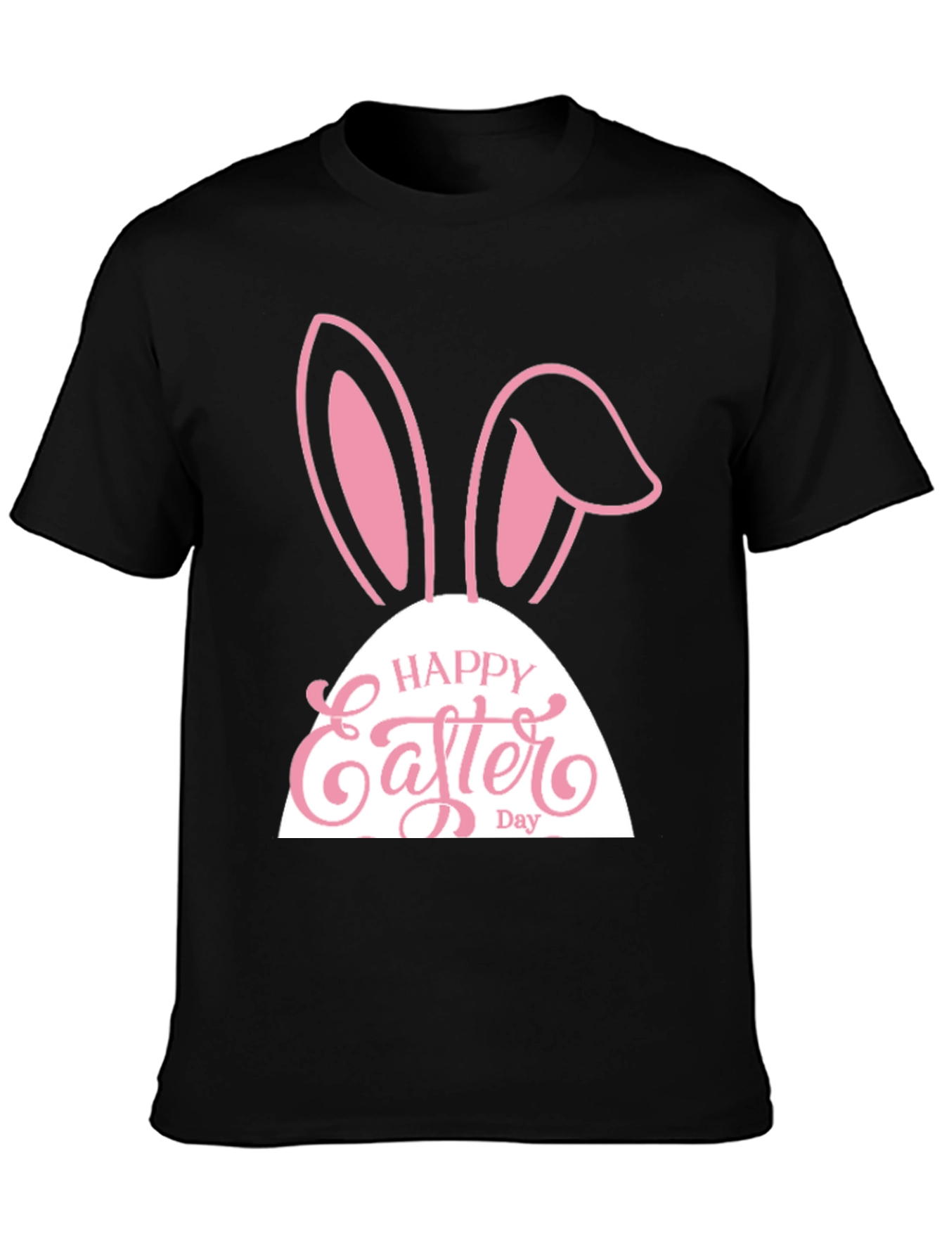 Camiseta Hombre Negra Diseño Conejito Pascua