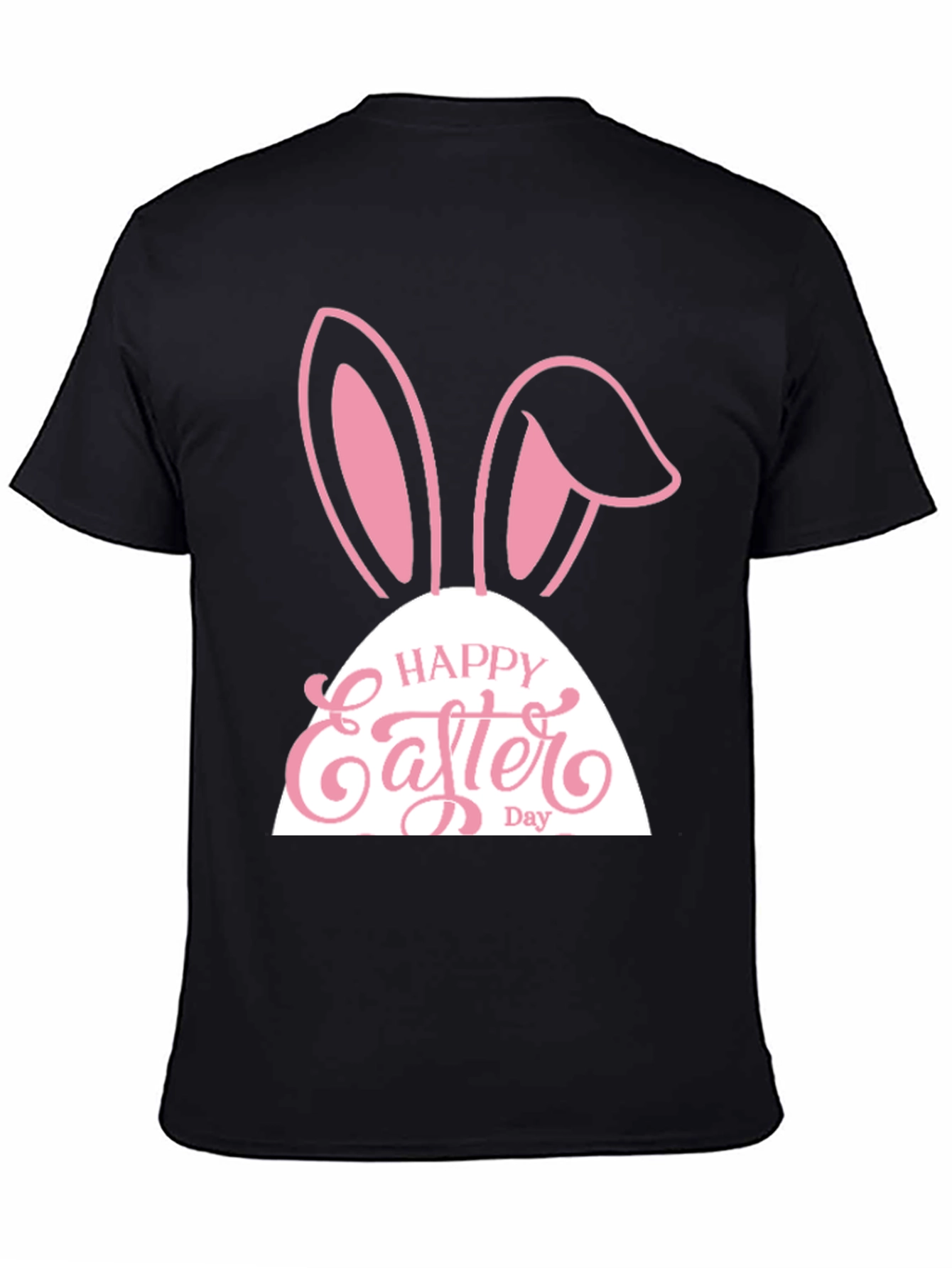 Camiseta Hombre Negra Diseño Conejito Pascua