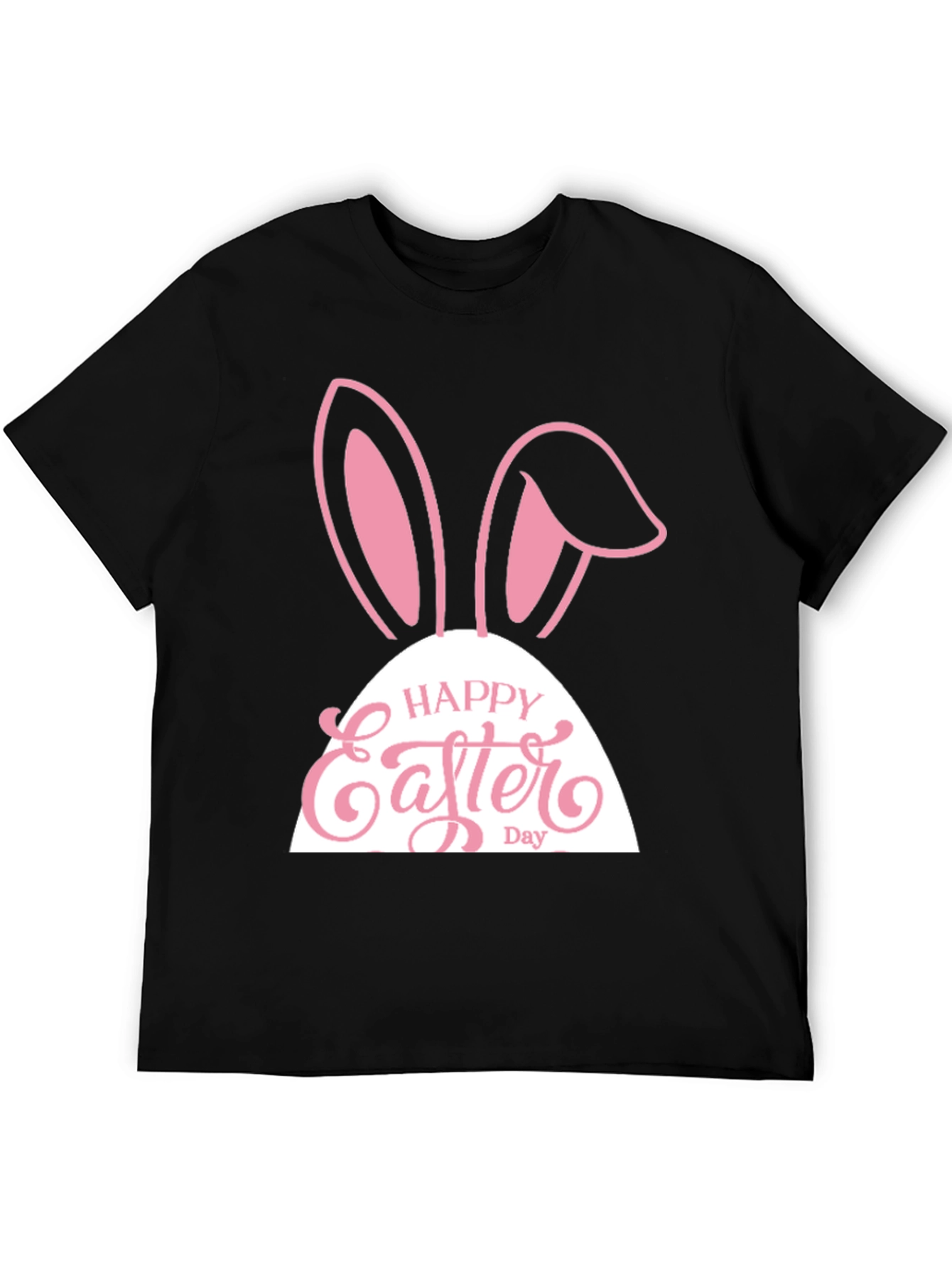 Camiseta Hombre Negra Diseño Conejito Pascua