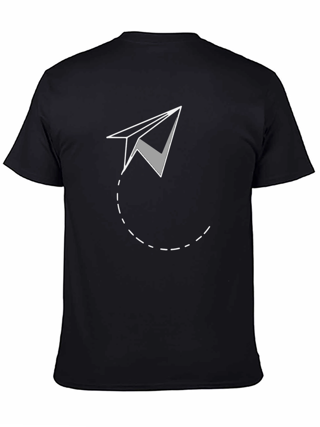 Camiseta Negra con Avión de Papel - Estilo Casual