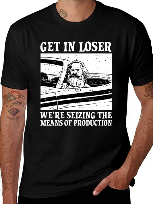 Camiseta Negra: Marx Seizing Means of Production