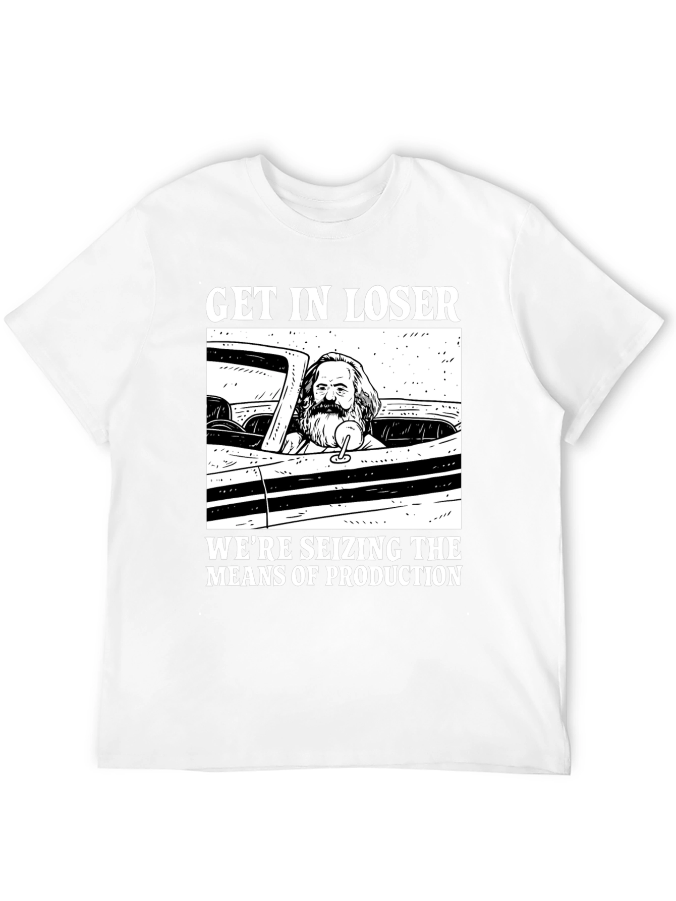 Camiseta Negra: Marx Seizing Means of Production