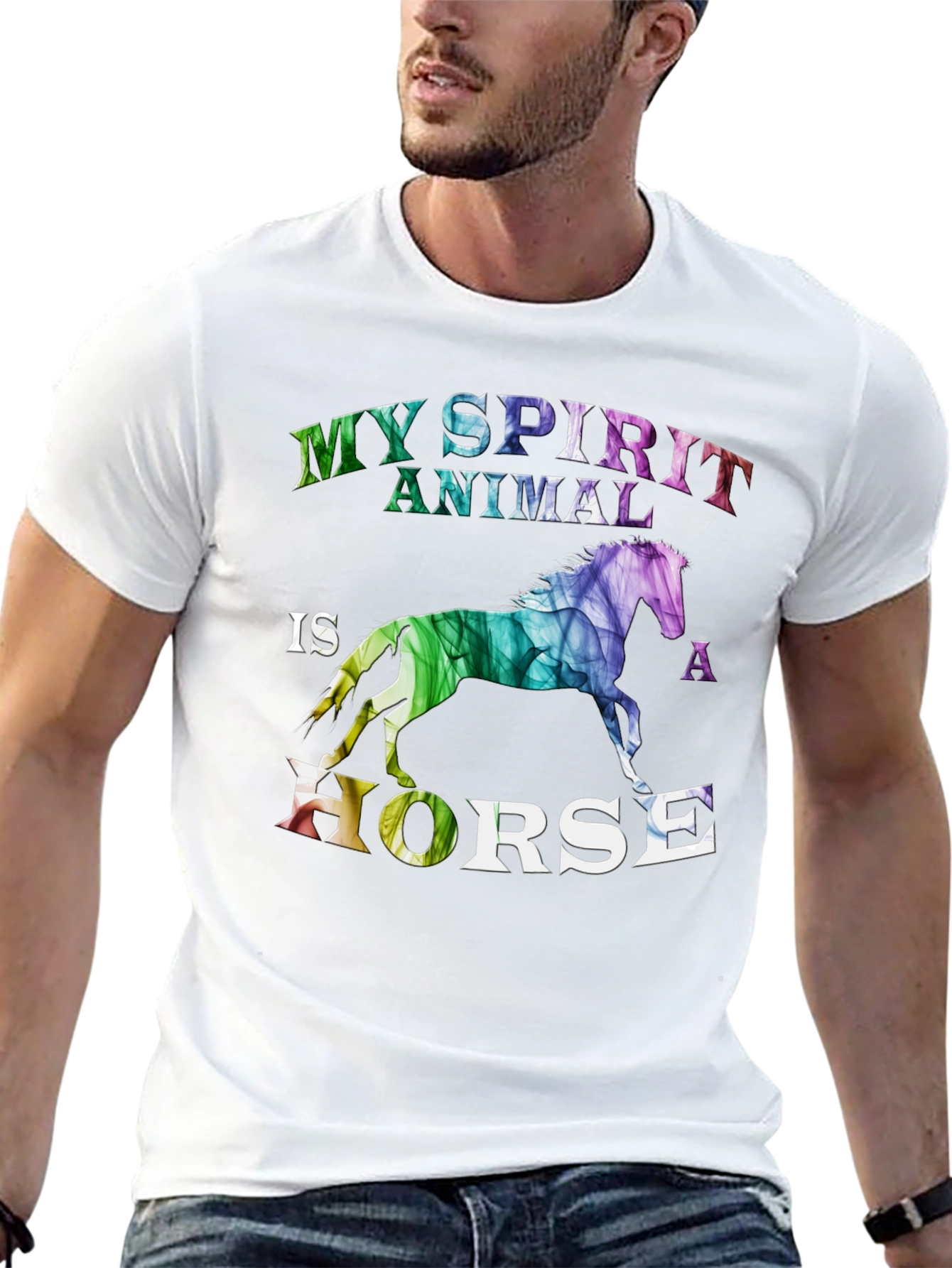 Camiseta Negra Mi Animal Espiritual es un Caballo