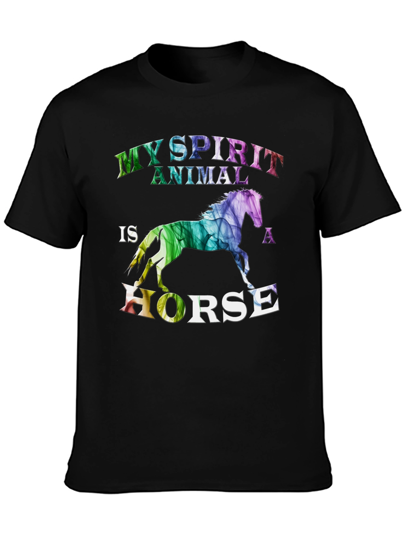 Camiseta Negra Mi Animal Espiritual es un Caballo