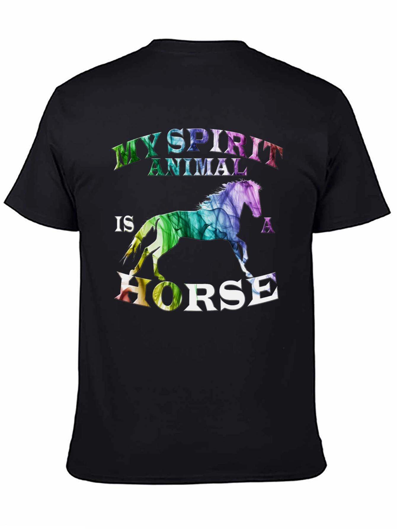 Camiseta Negra Mi Animal Espiritual es un Caballo