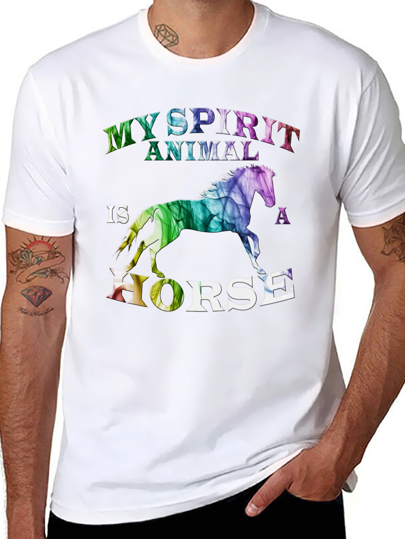 Camiseta Negra Mi Animal Espiritual es un Caballo