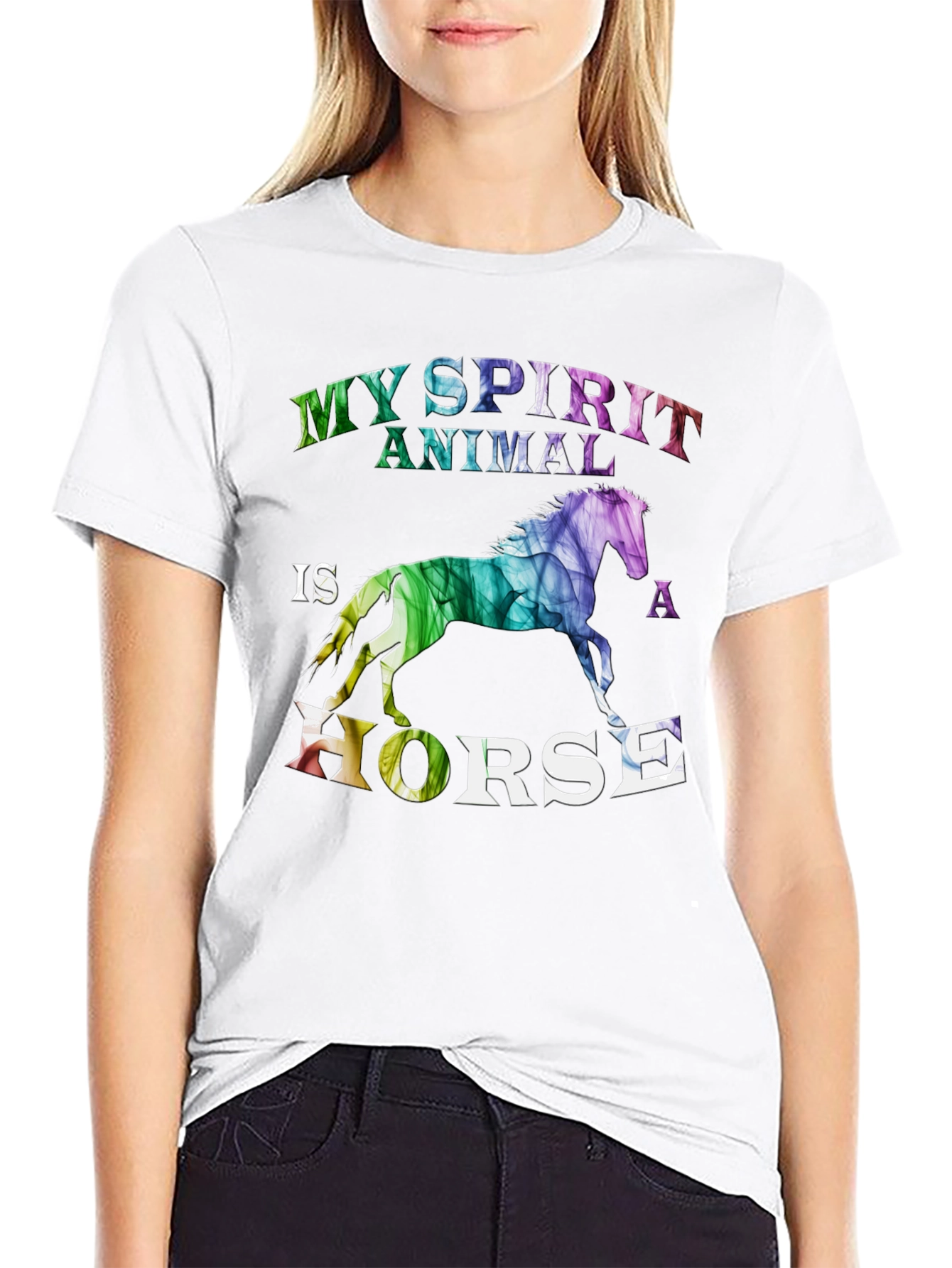 Camiseta Negra Mi Animal Espiritual es un Caballo