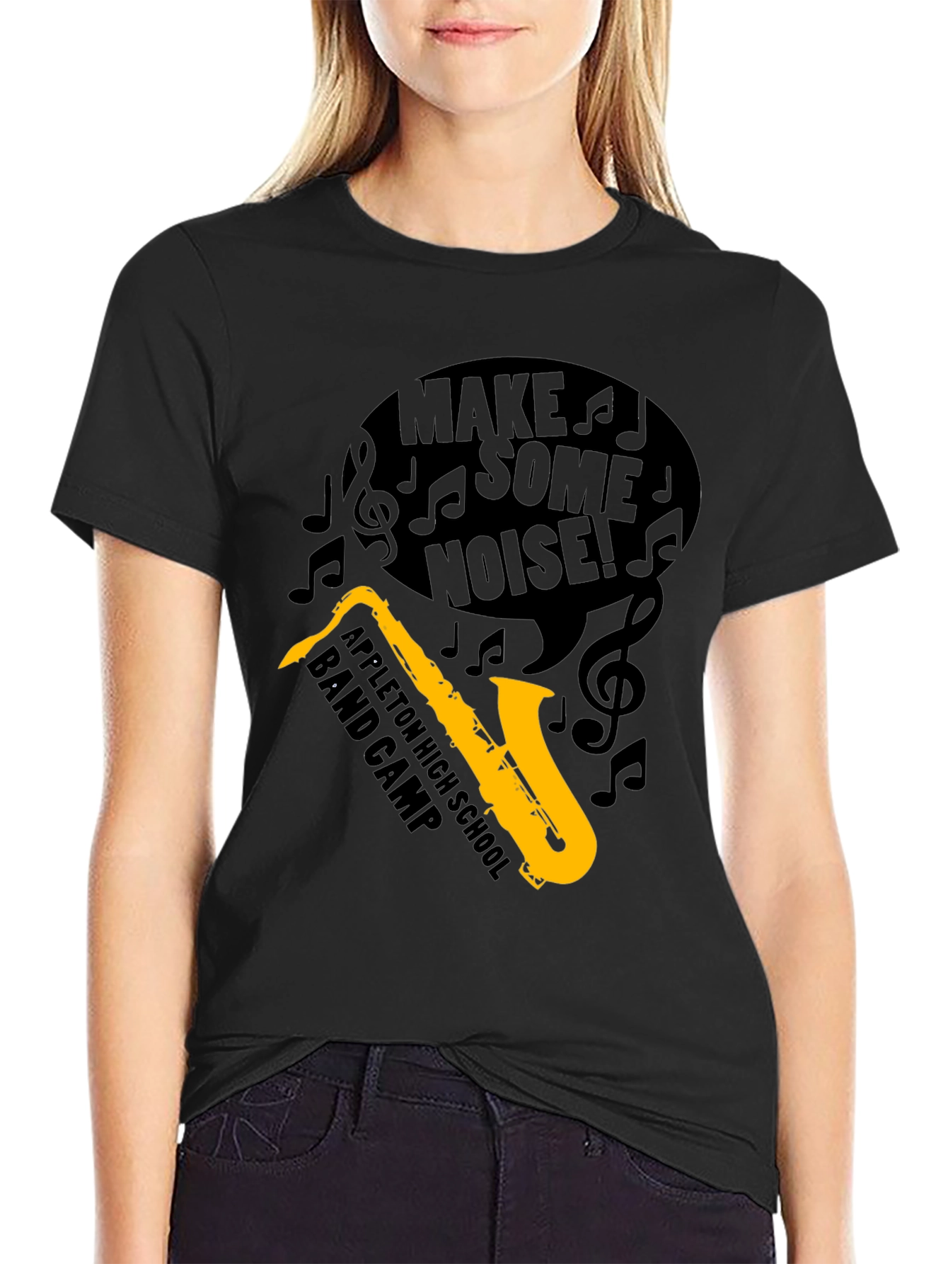 Camiseta Negra Banda Música Escolar Haz Ruido