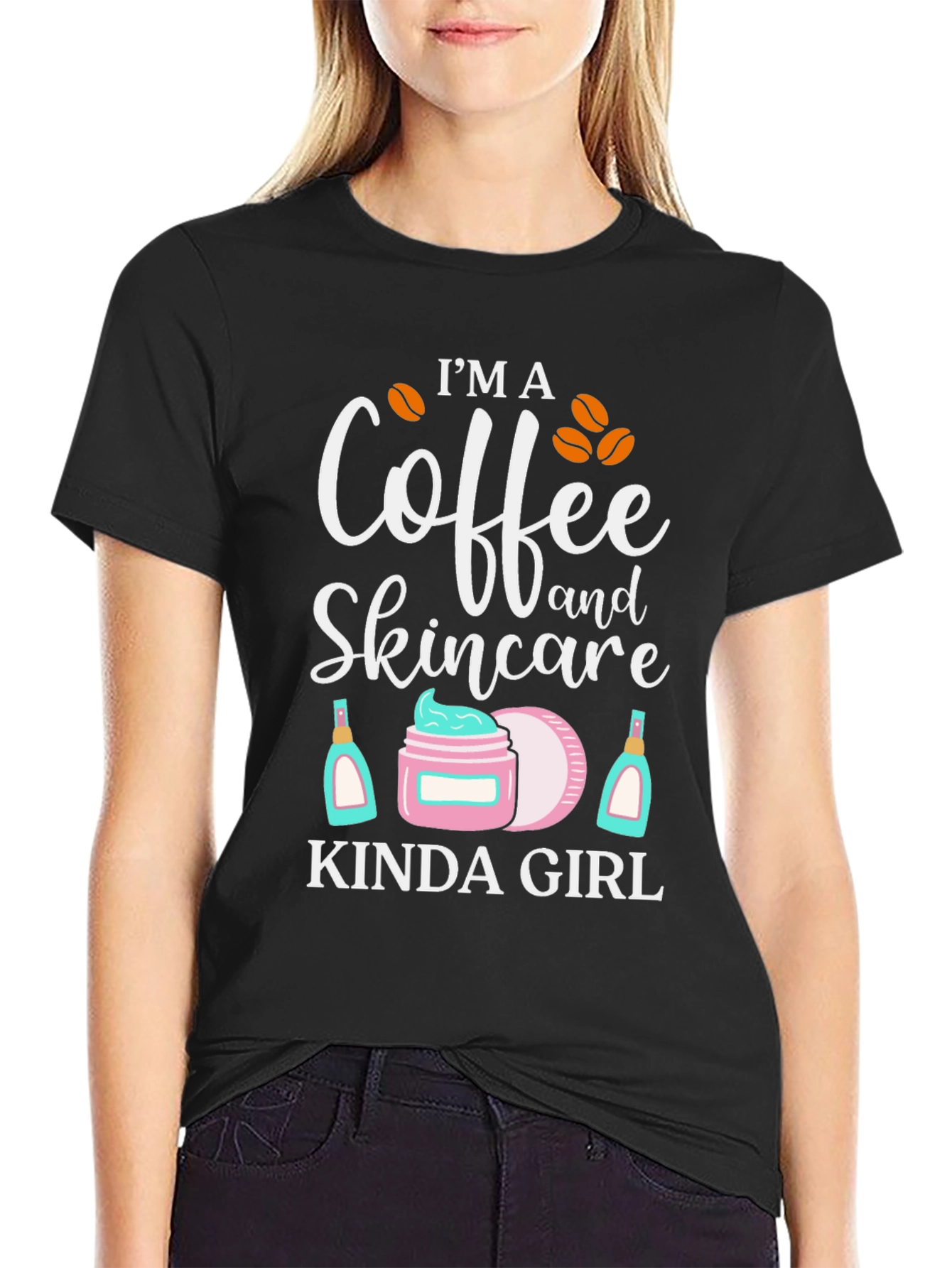 Camiseta Negra Coffee & Skincare Girl