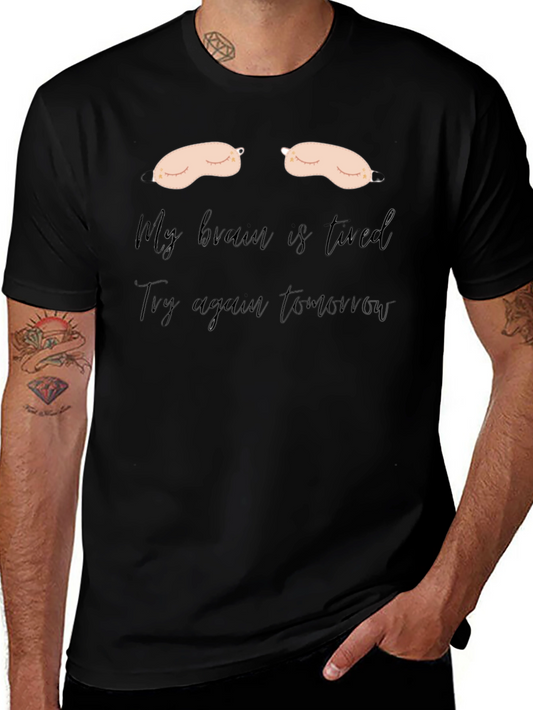 Camiseta Negra: Mi Cerebro Está Cansado