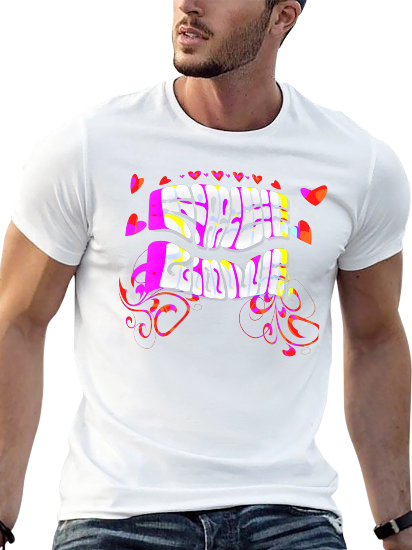 Camiseta Negra Amor Libre Diseño Psicodélico