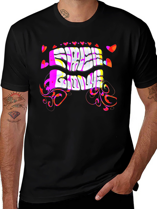 Camiseta Negra Amor Libre Diseño Psicodélico