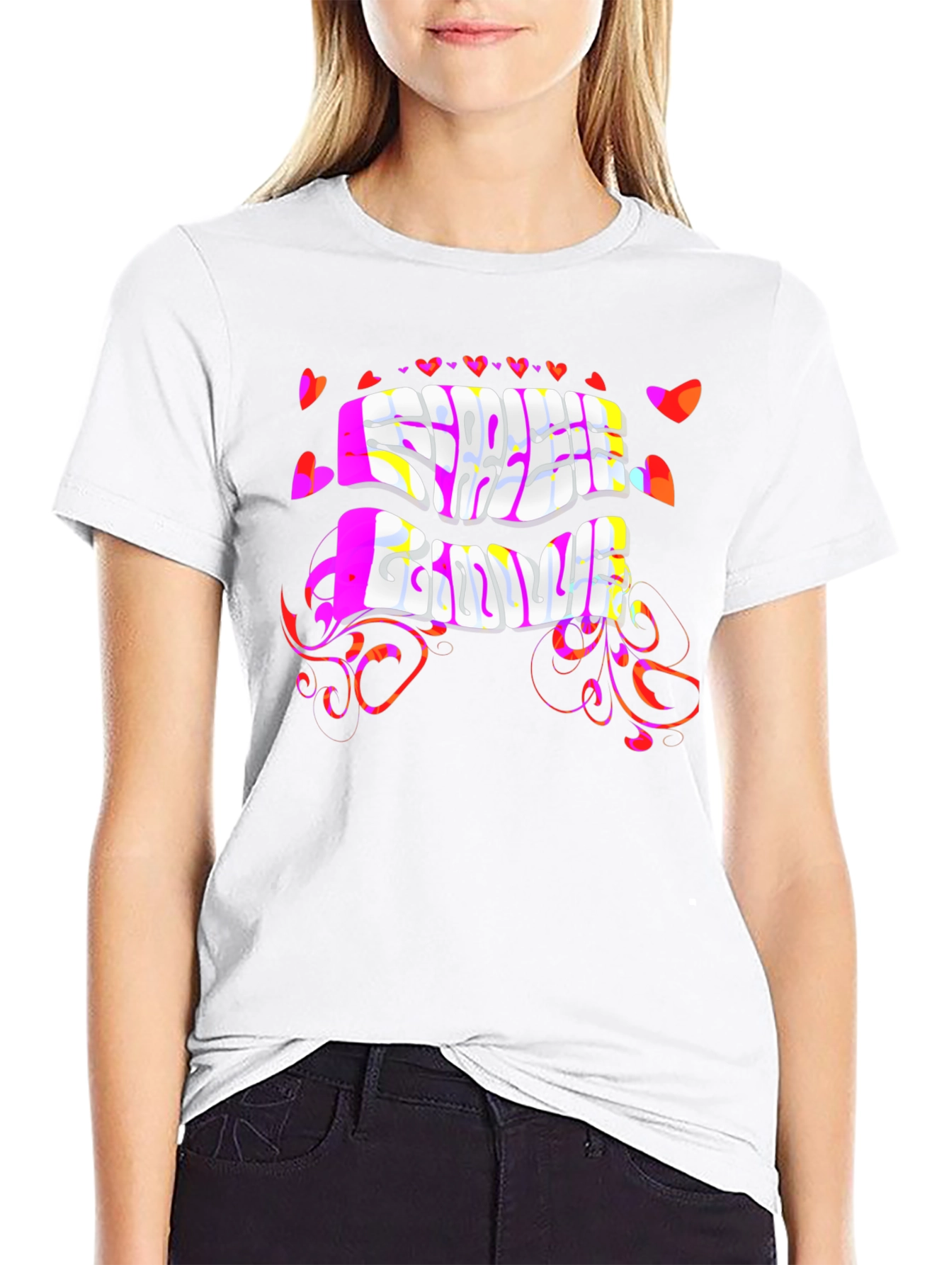 Camiseta Negra Amor Libre Diseño Psicodélico