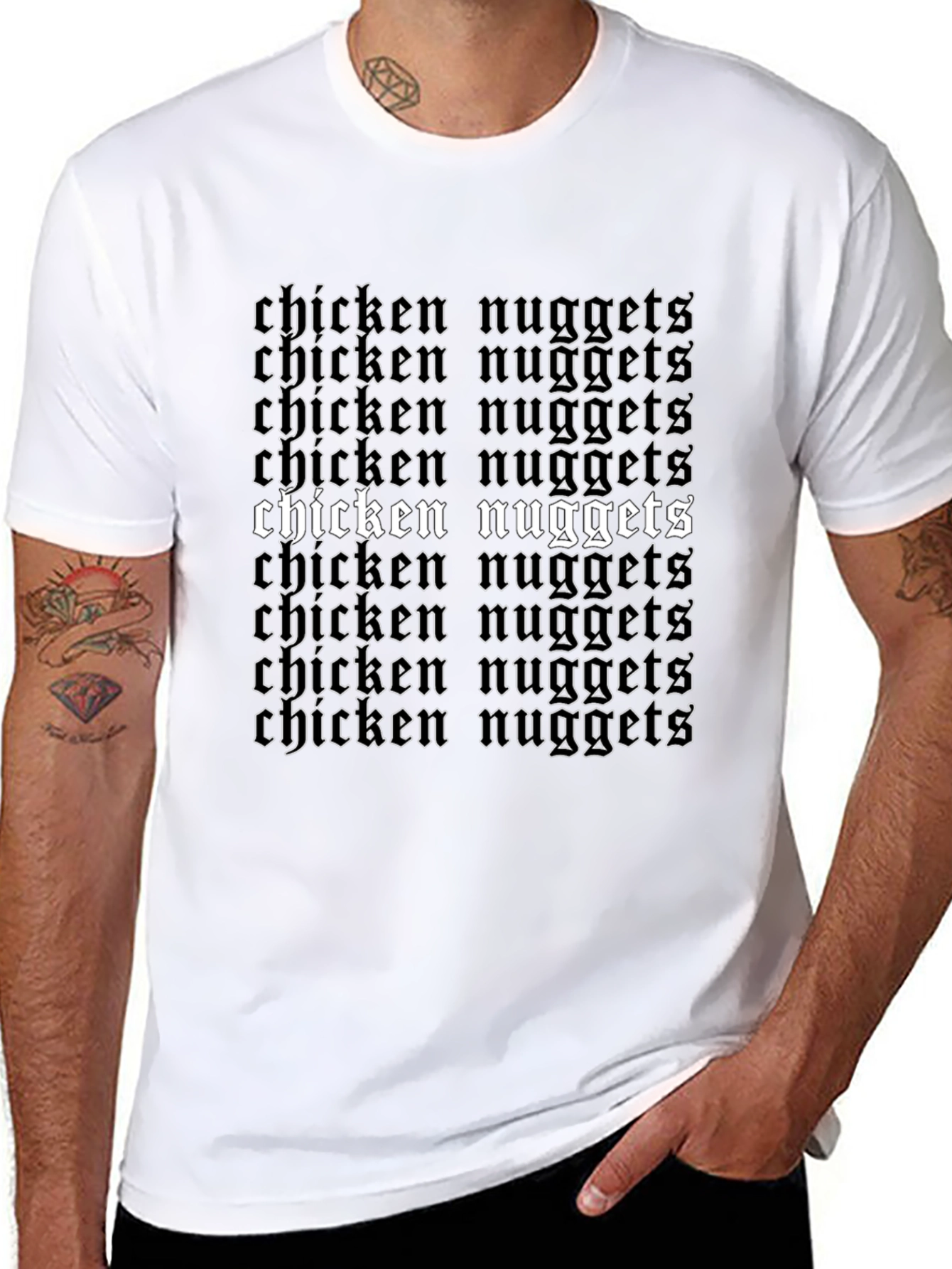 Camiseta Negra Chicken Nuggets Estilo Gótico