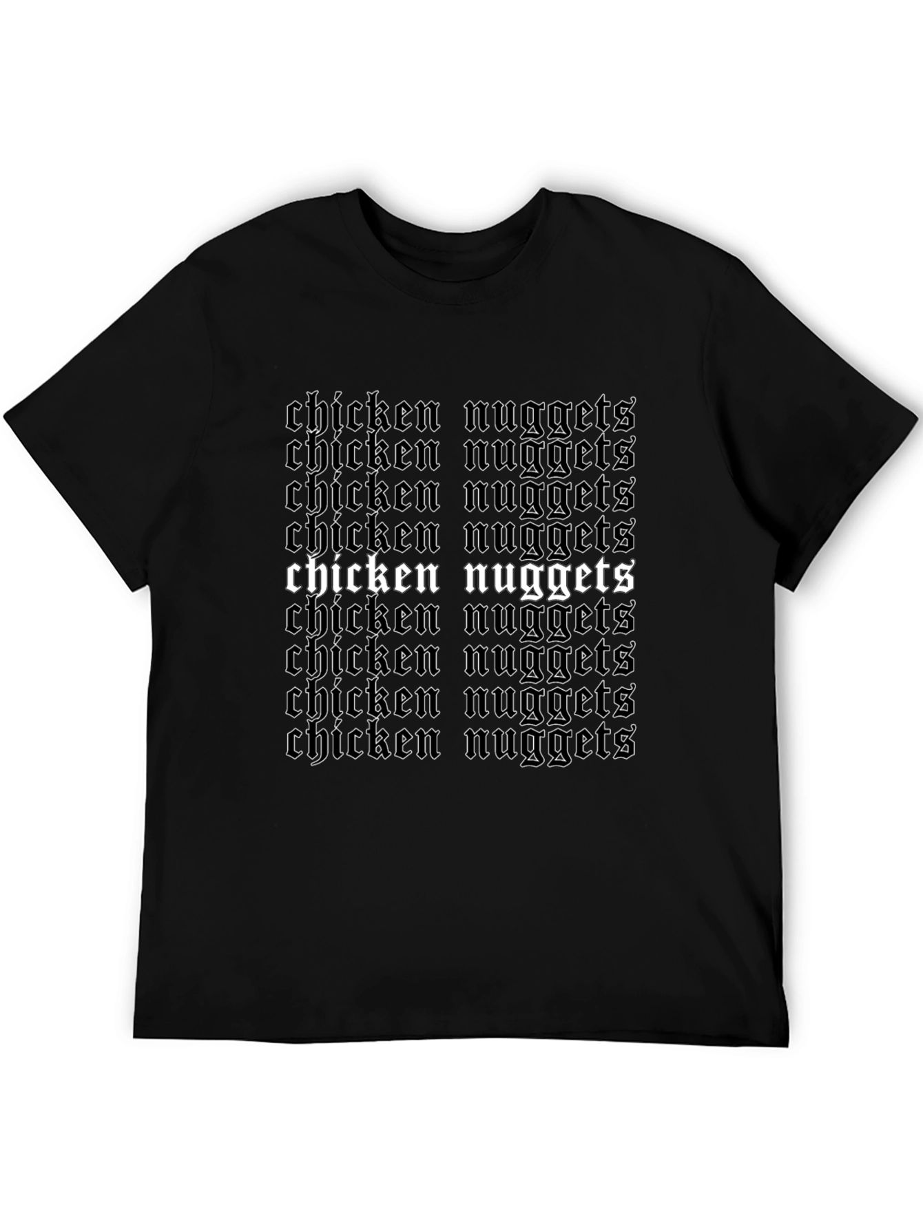 Camiseta Negra Chicken Nuggets Estilo Gótico