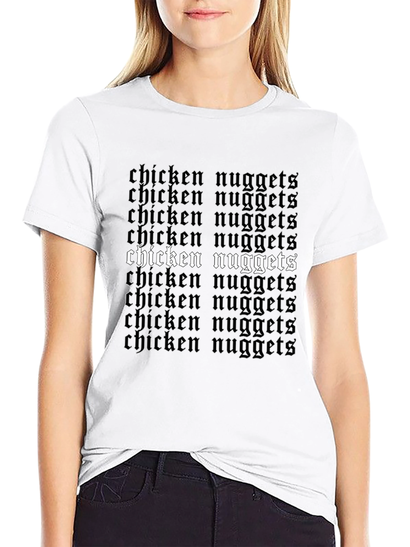 Camiseta Negra Chicken Nuggets Estilo Gótico