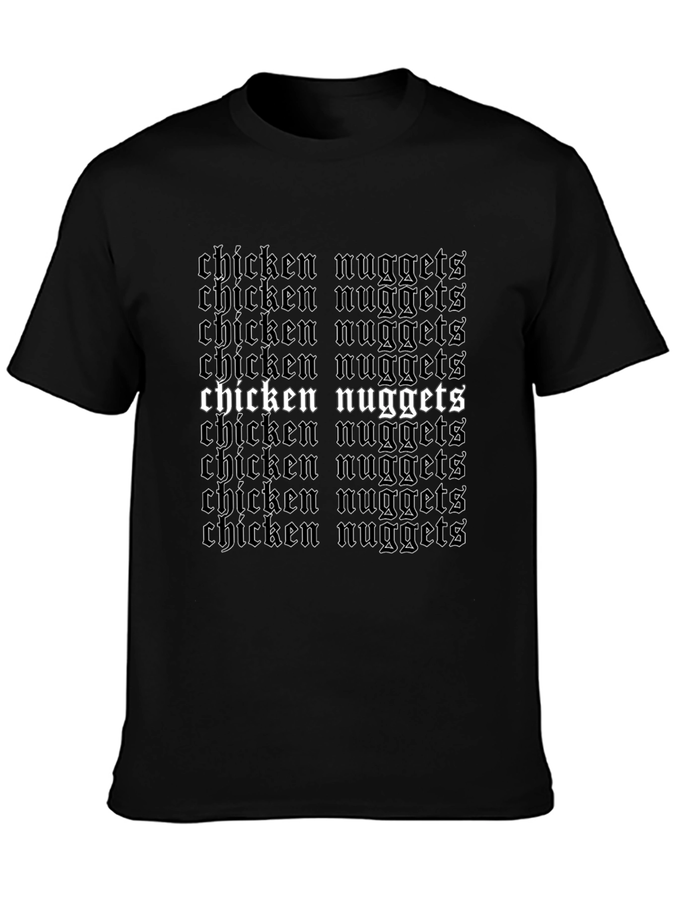 Camiseta Negra Chicken Nuggets Estilo Gótico