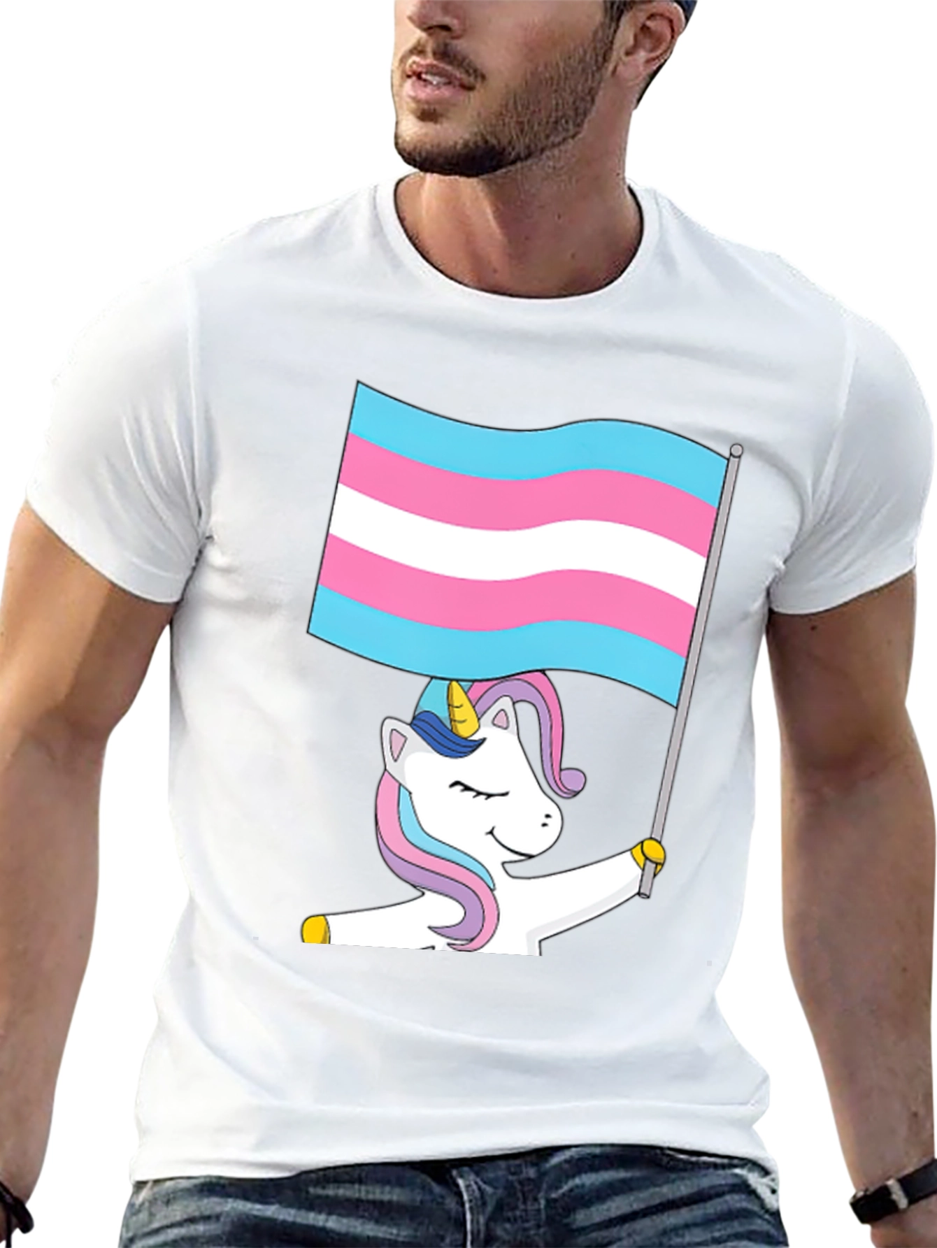 Camiseta Negra Unicornio Transgénero