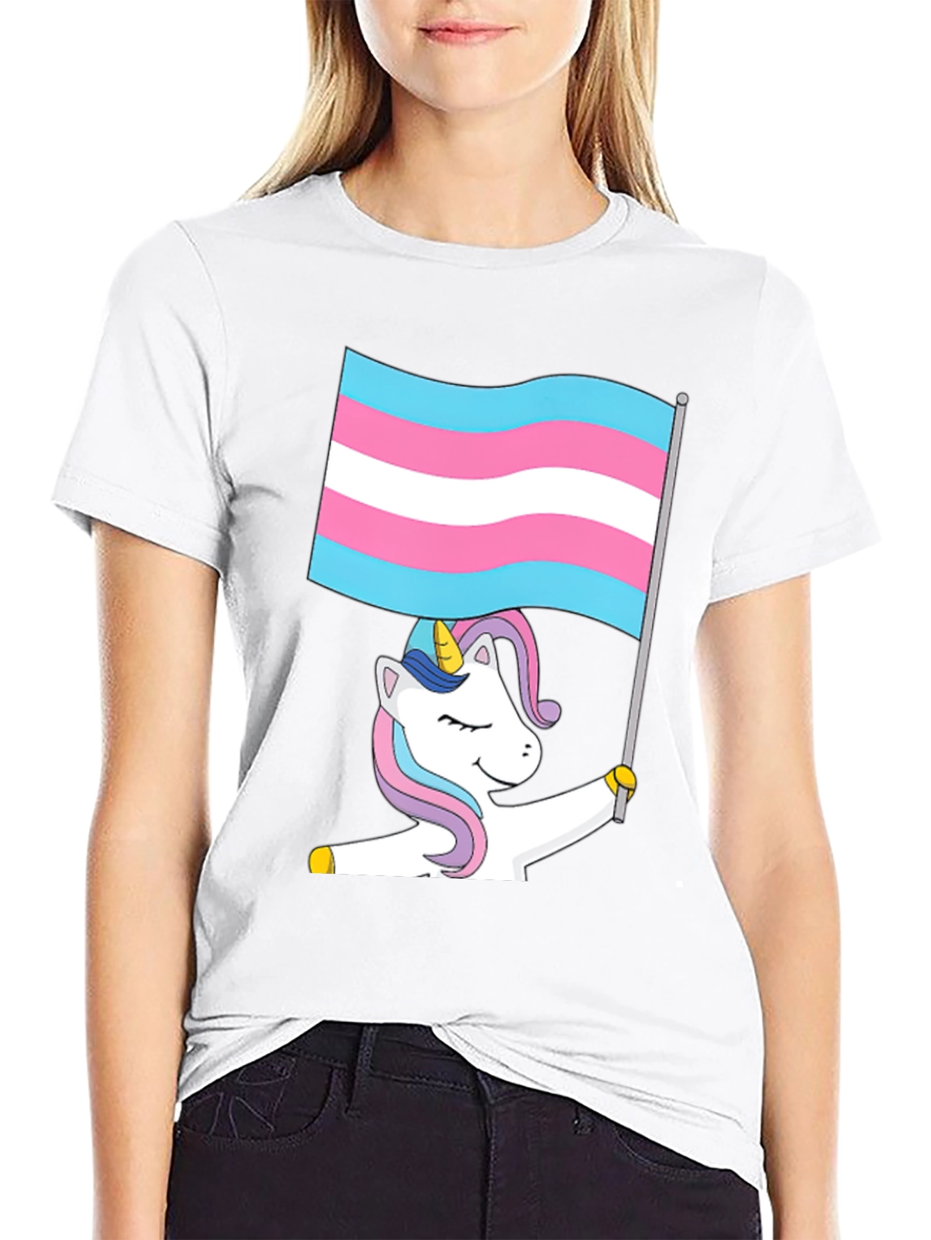 Camiseta Negra Unicornio Transgénero