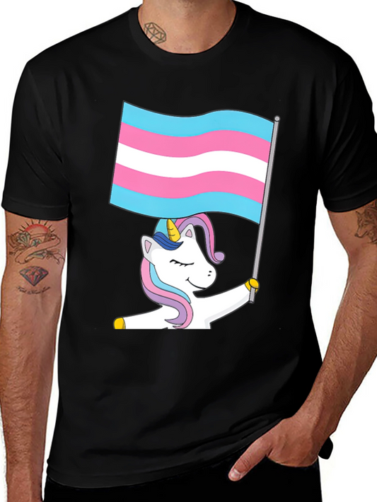 Camiseta Negra Unicornio Transgénero