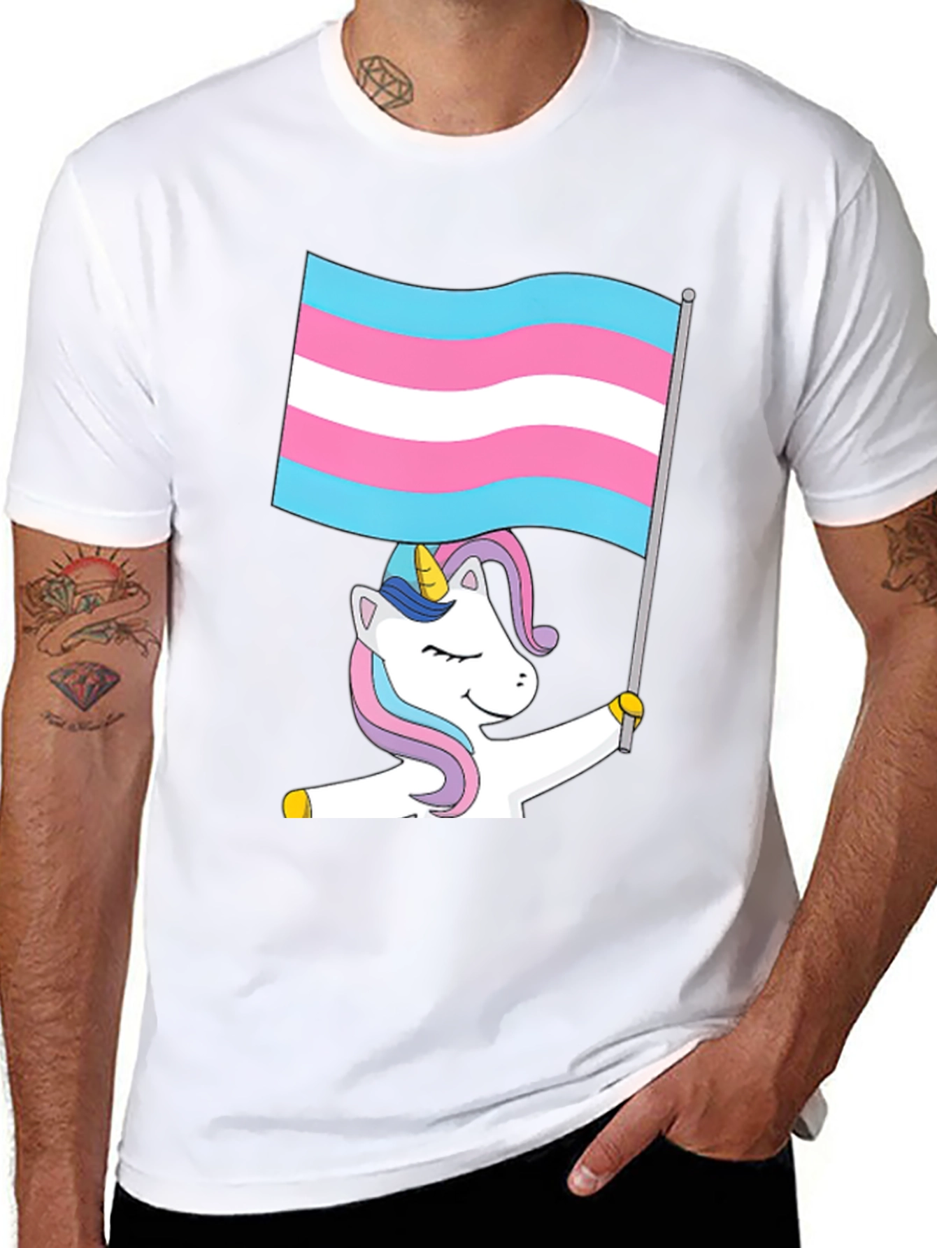Camiseta Negra Unicornio Transgénero