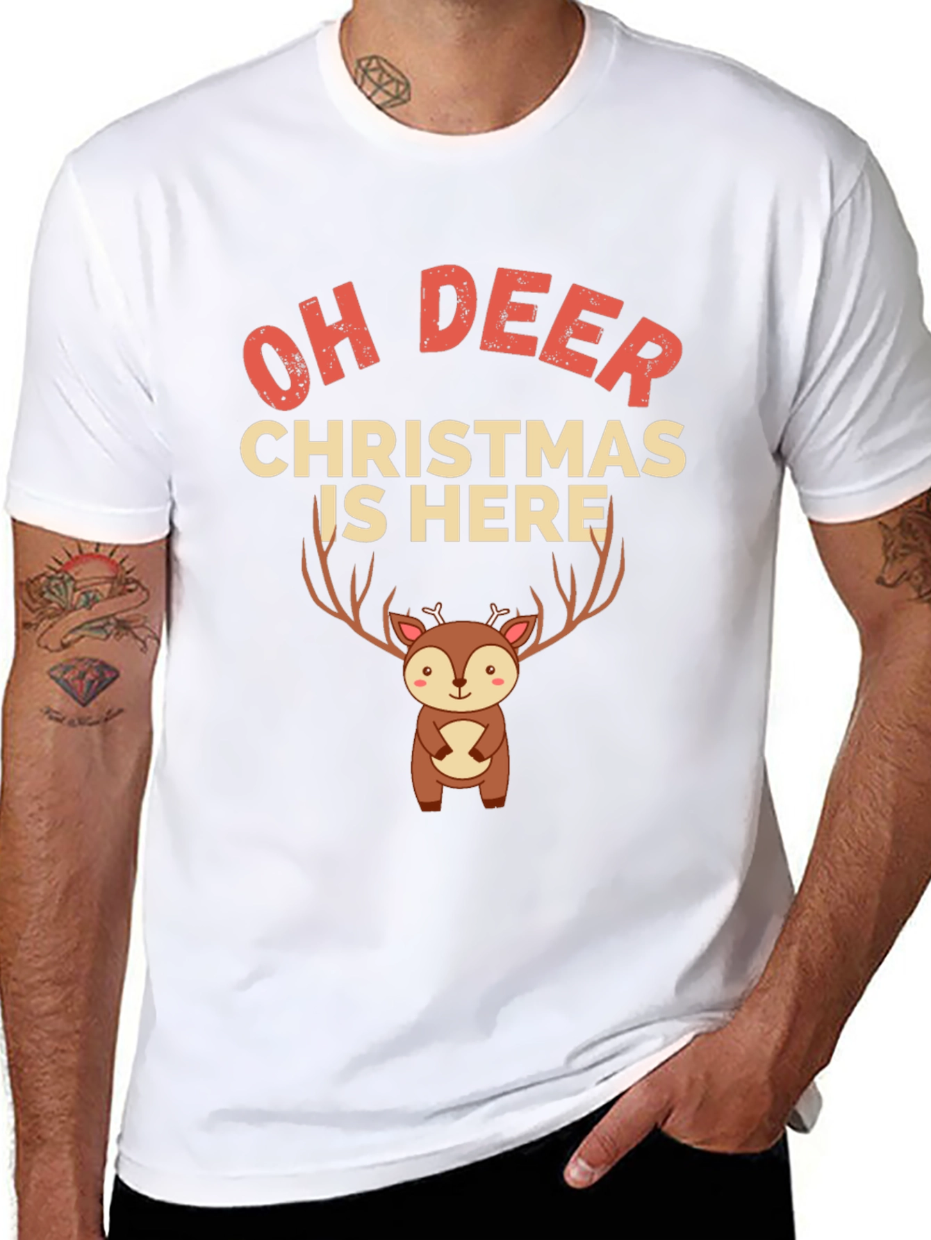 Camiseta Navideña Oh Deer Christmas Is Here