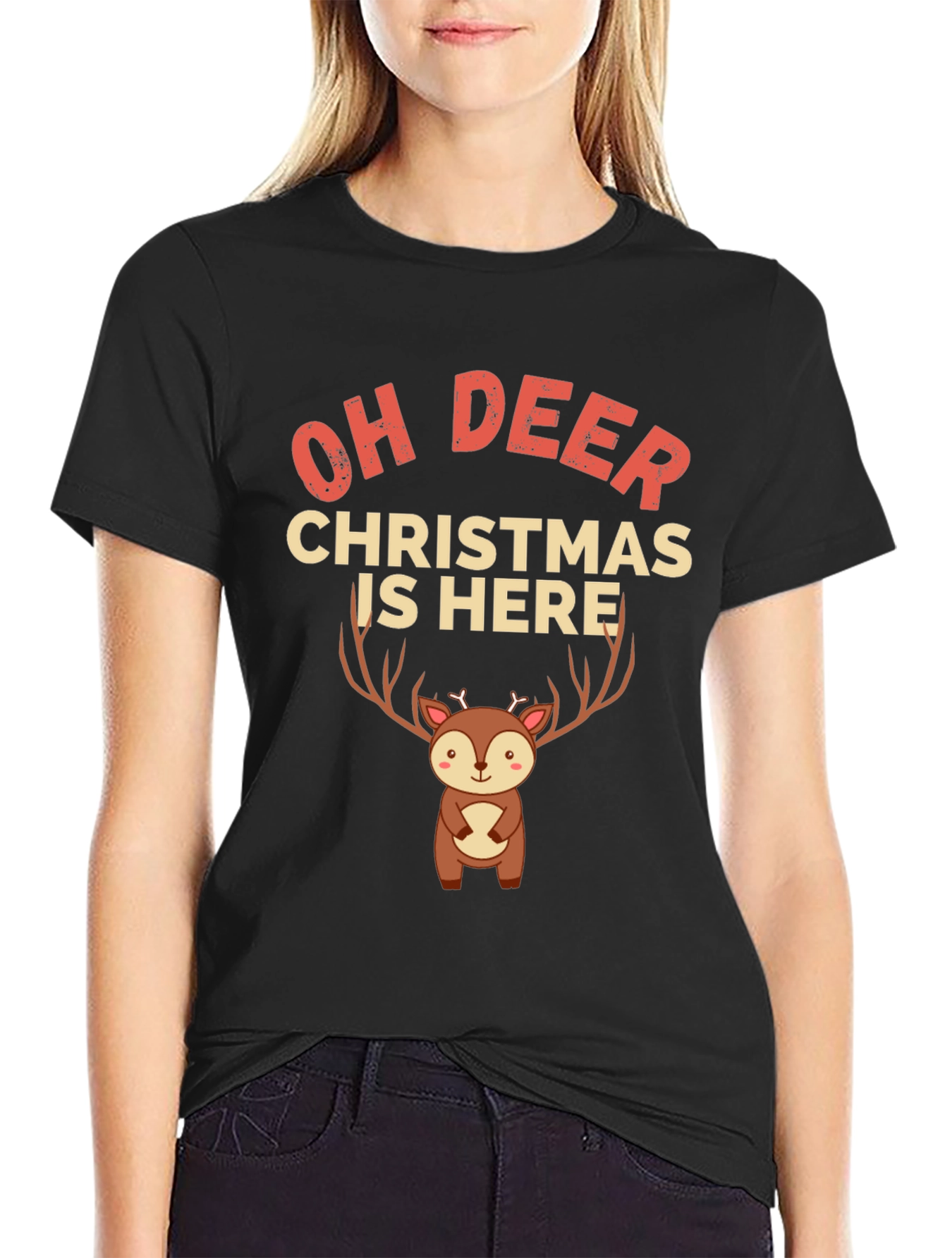 Camiseta Navideña Oh Deer Christmas Is Here