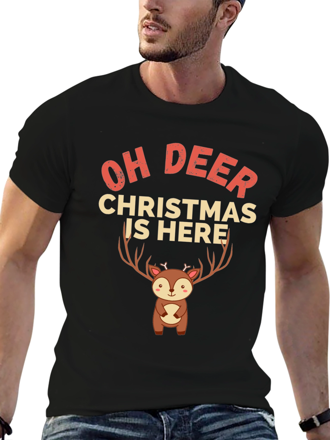 Camiseta Navideña Oh Deer Christmas Is Here