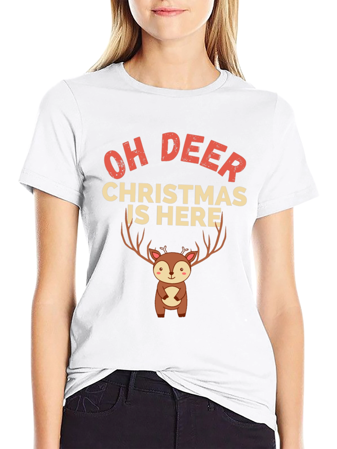 Camiseta Navideña Oh Deer Christmas Is Here