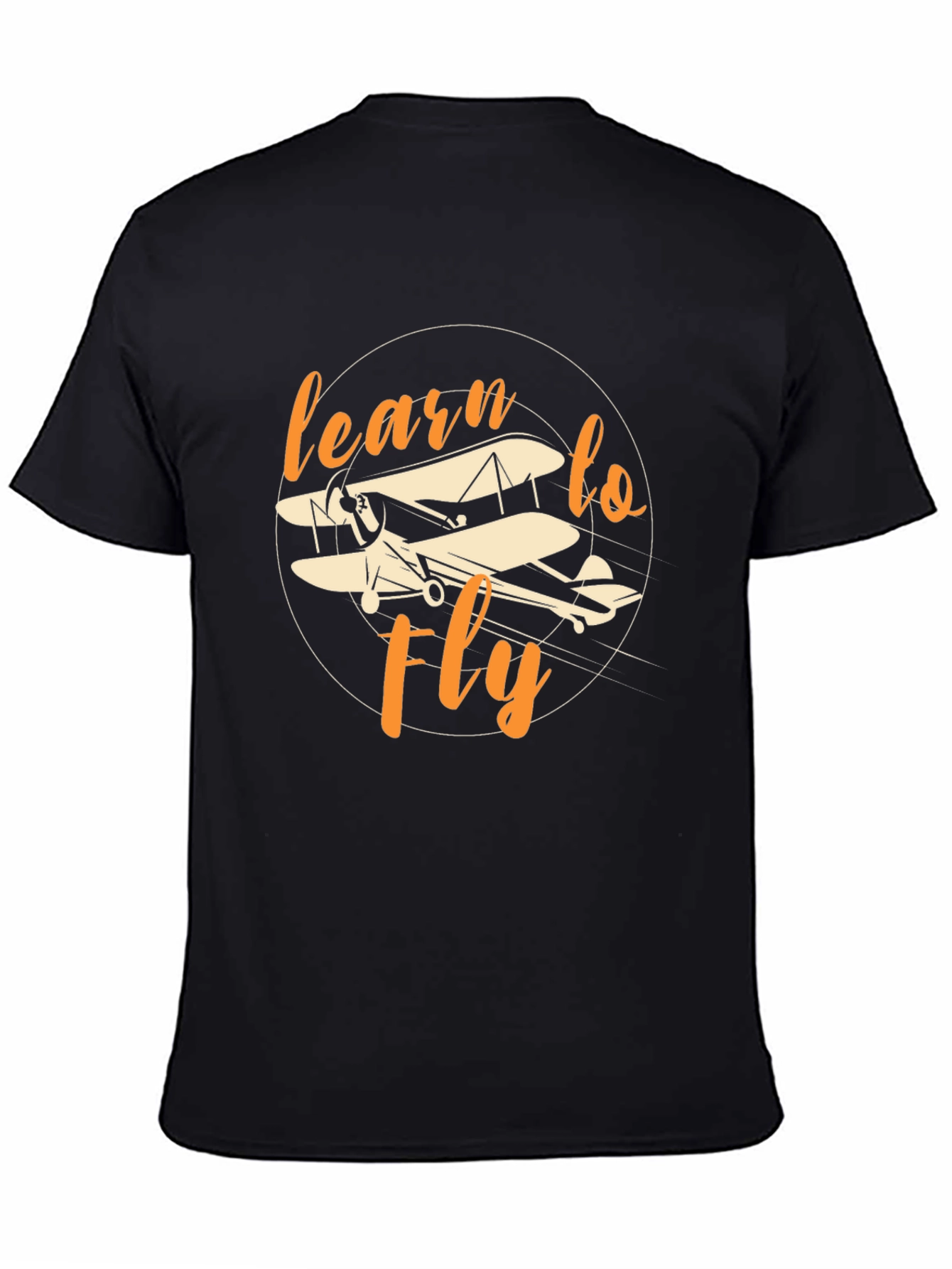 Camiseta Negra Aprende a Volar - Diseño Aviación