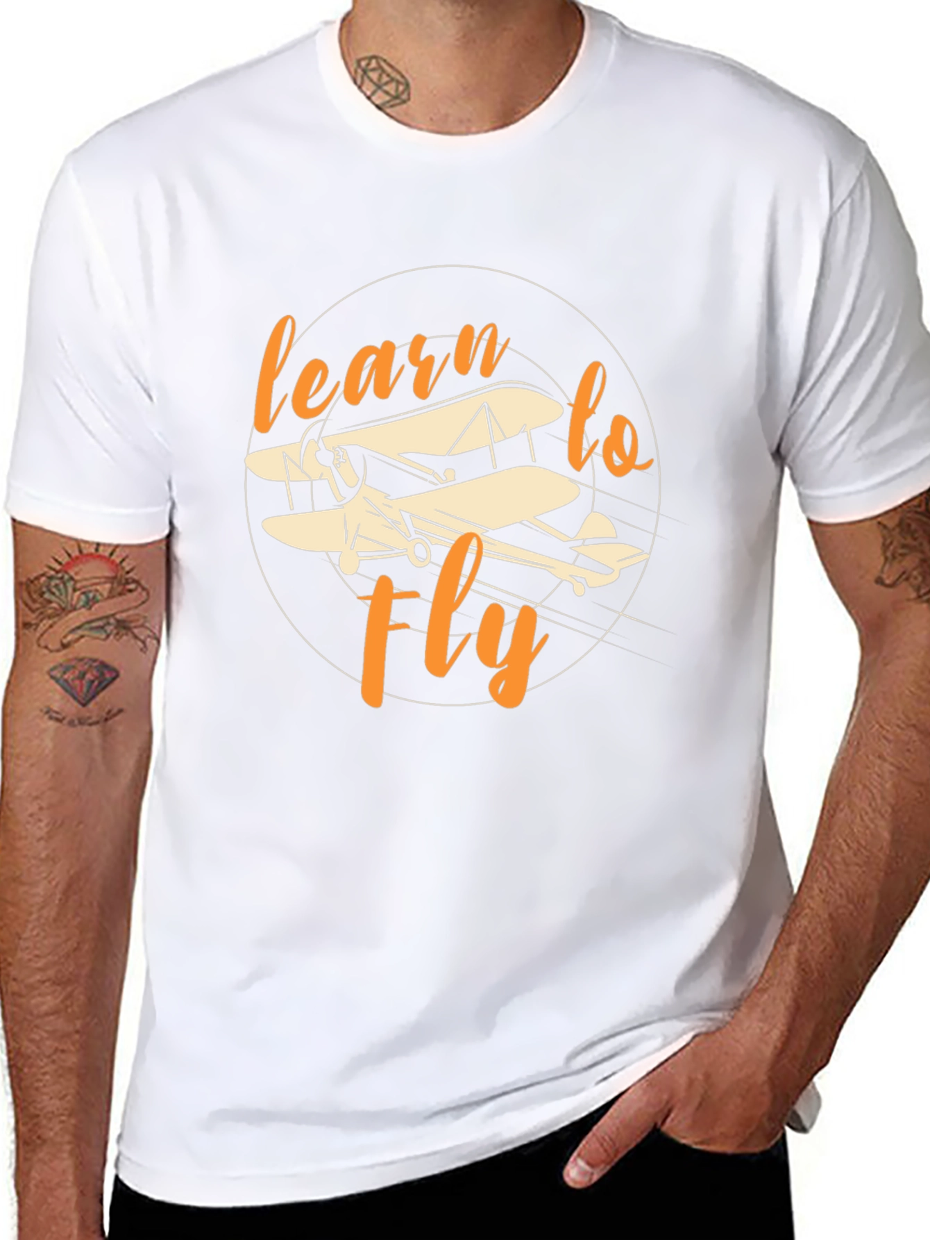 Camiseta Negra Aprende a Volar - Diseño Aviación