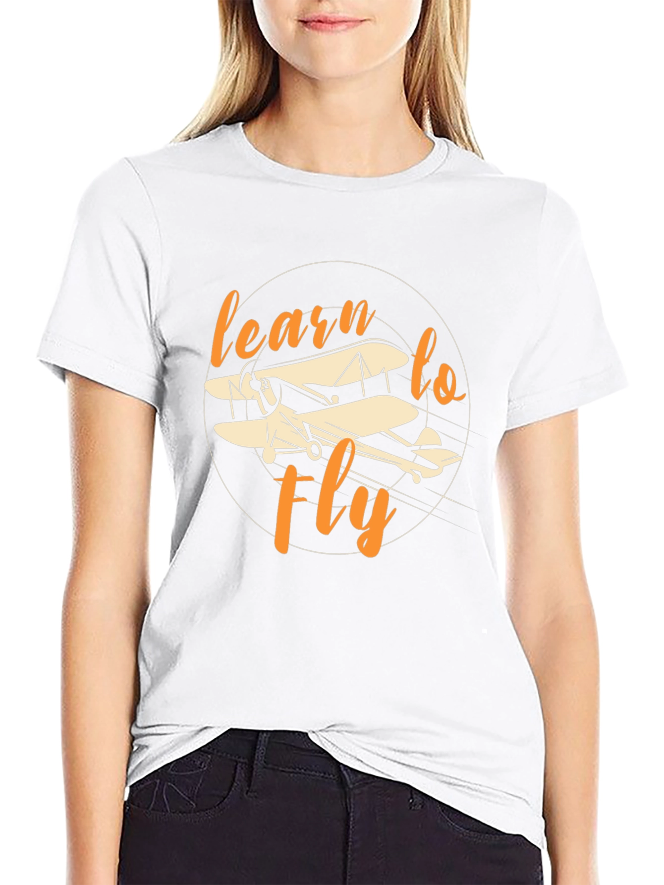 Camiseta Negra Aprende a Volar - Diseño Aviación