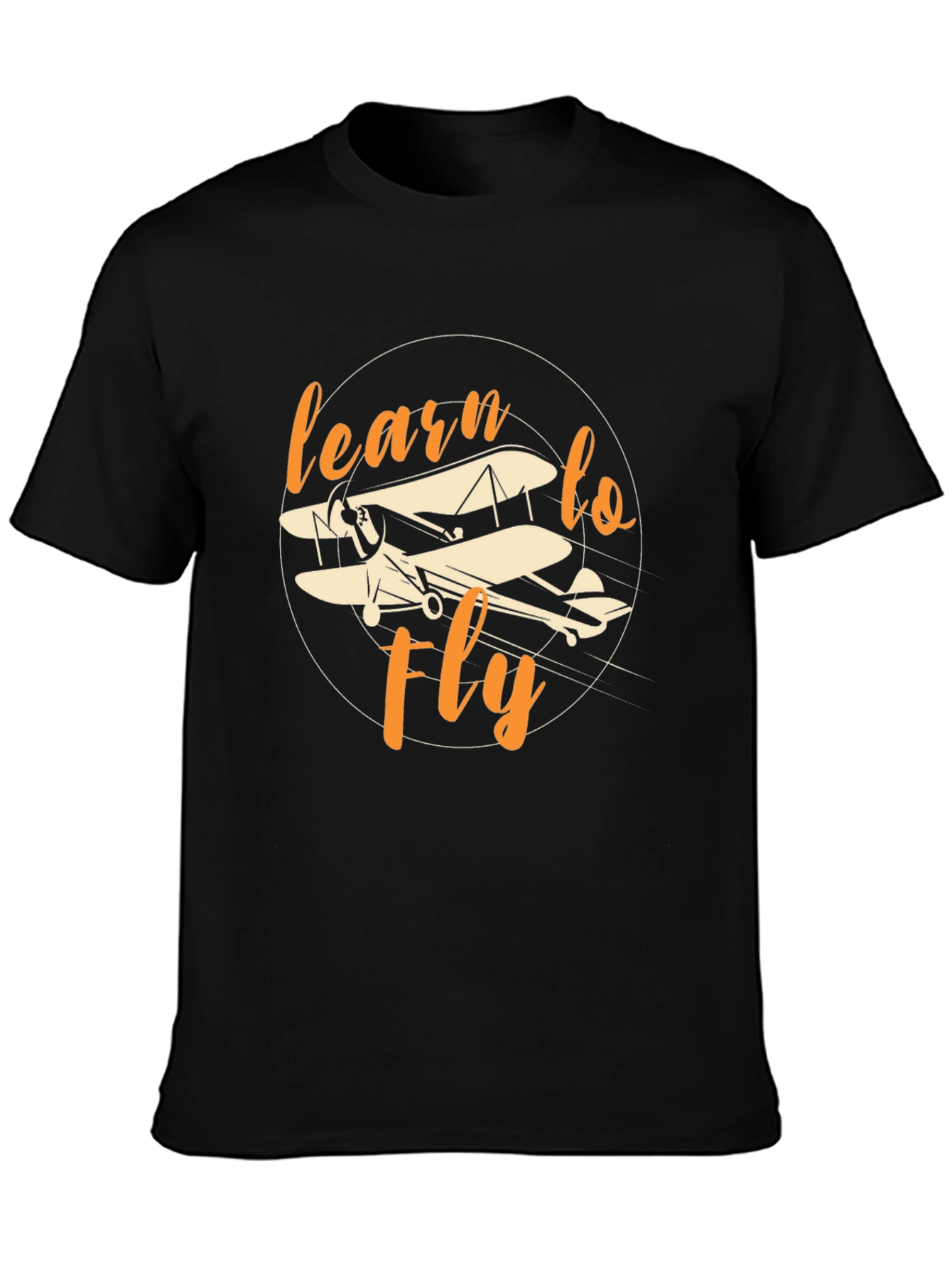 Camiseta Negra Aprende a Volar - Diseño Aviación