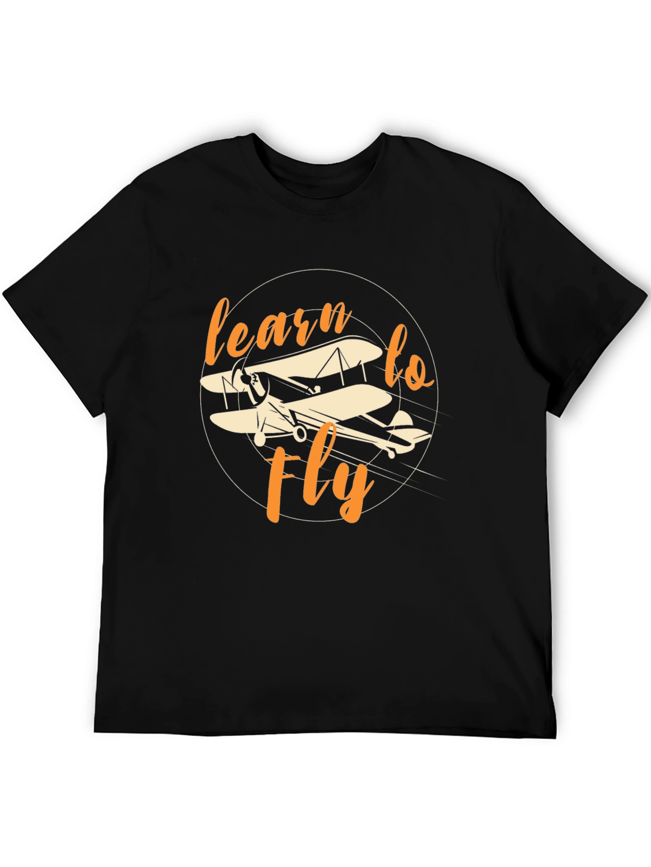 Camiseta Negra Aprende a Volar - Diseño Aviación
