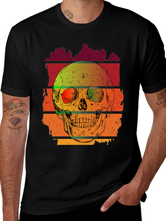 Camiseta Hombre con Diseño de Cráneo Retro
