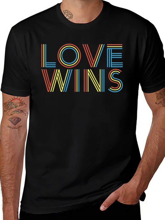 Camiseta Negra Love Wins - Diseño Colorido y Moderno