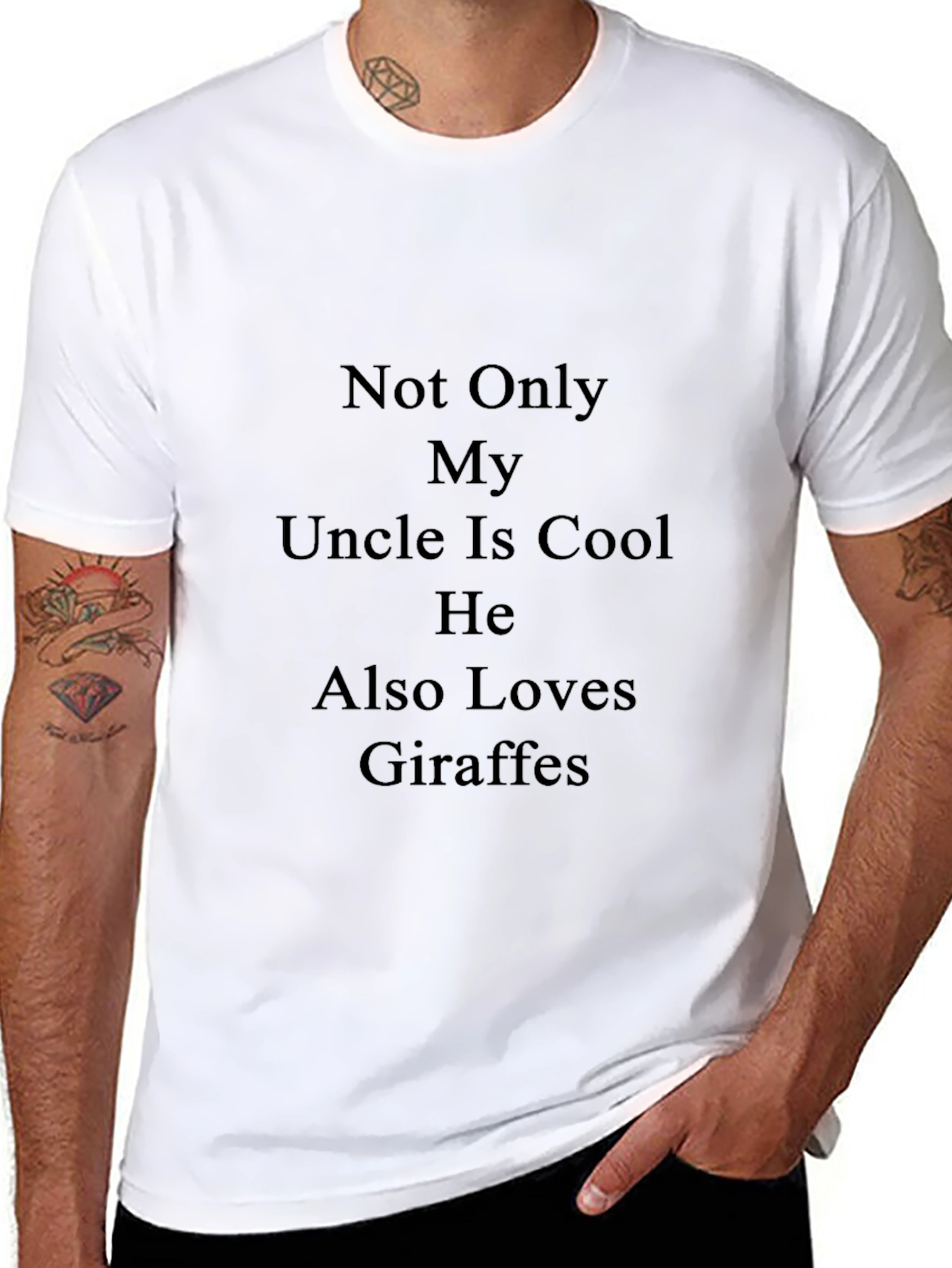 Camiseta Negra: Mi Tío Cool Ama Jirafas
