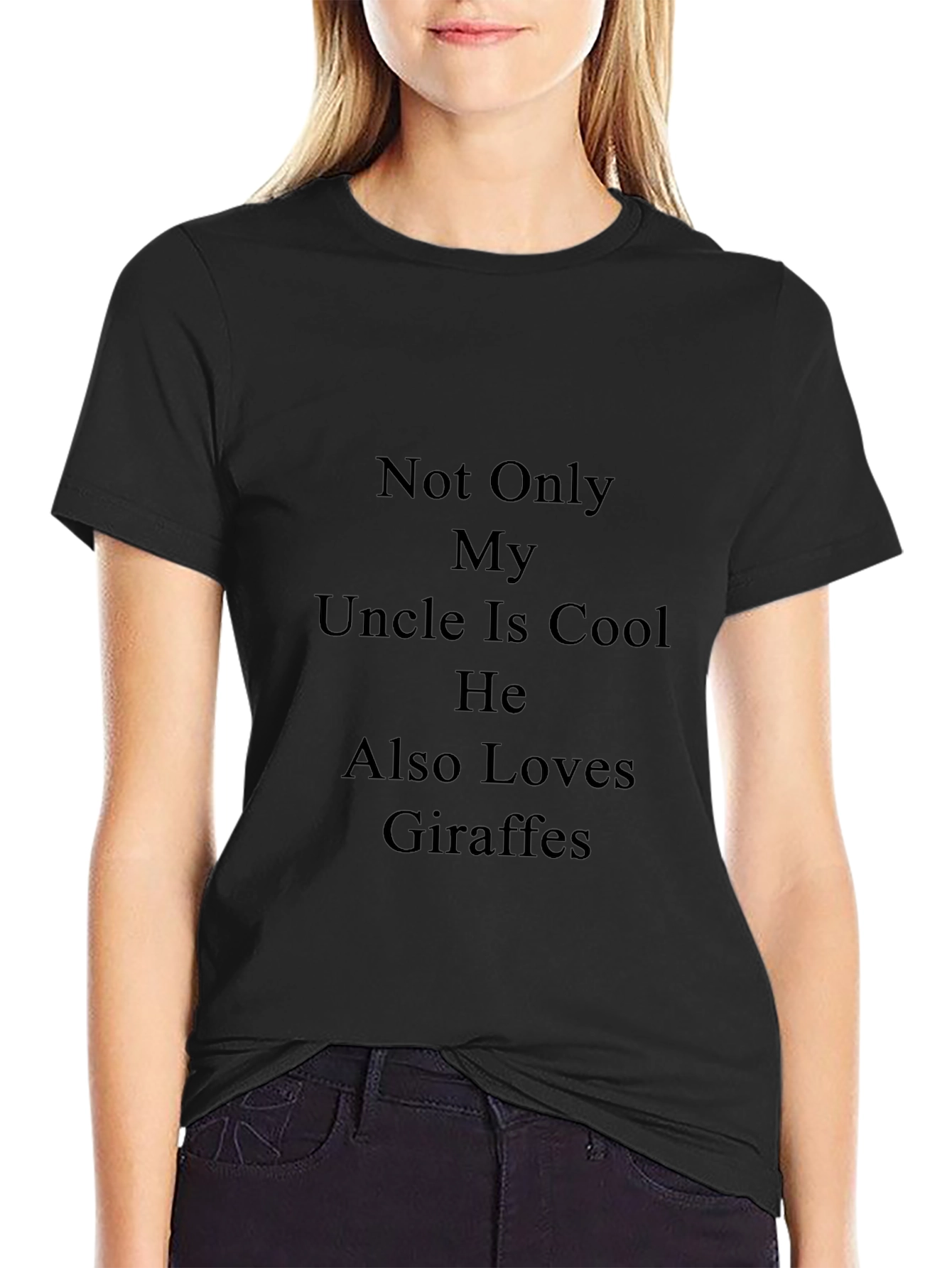 Camiseta Negra: Mi Tío Cool Ama Jirafas