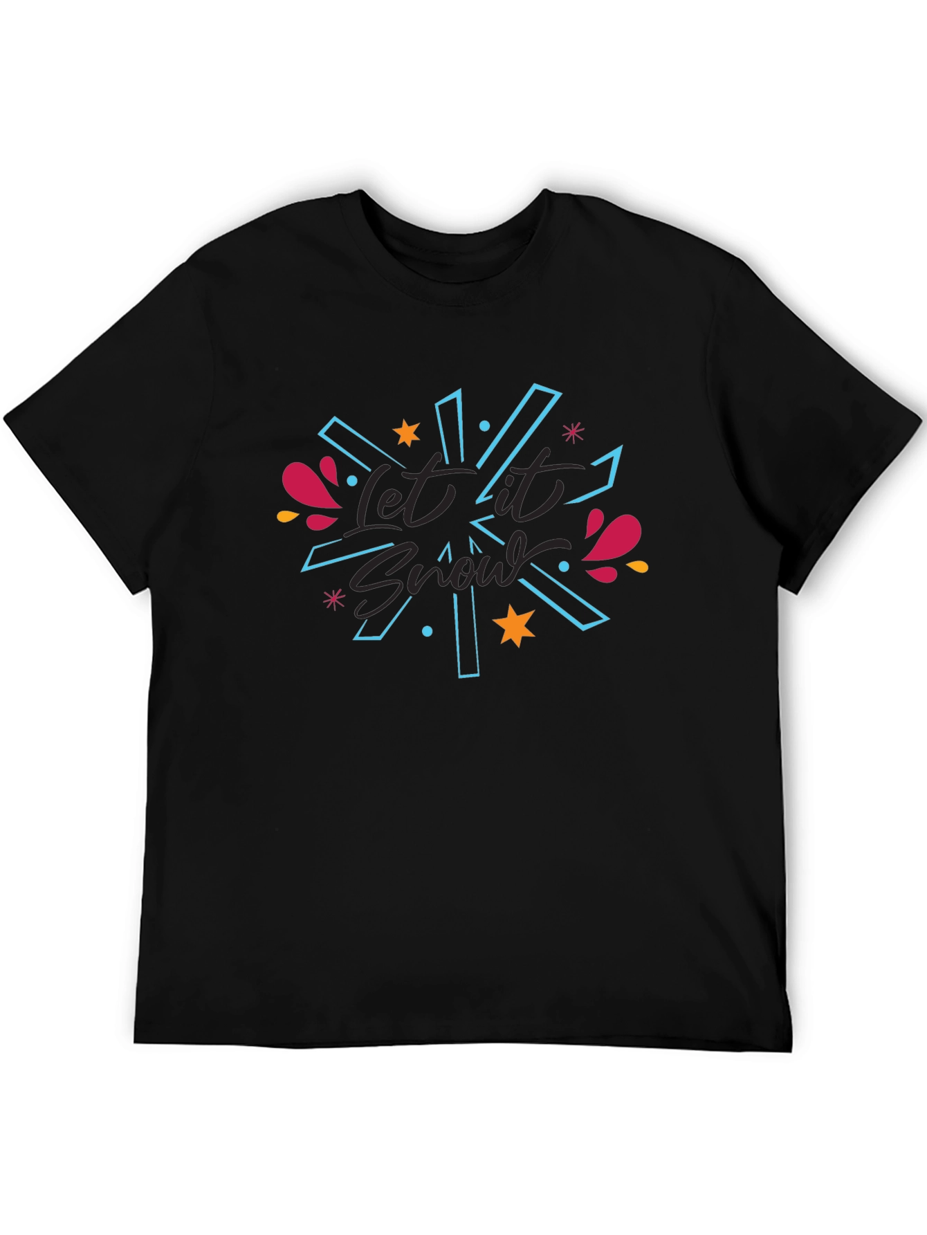 Camiseta Negra Let It Snow Diseño Festivo