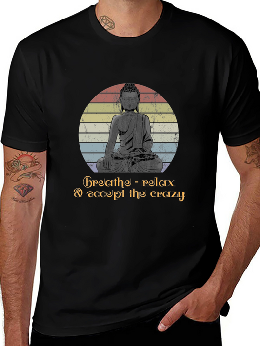 Camiseta Buddha Vintage: Respira Relájate Acepta lo Loco