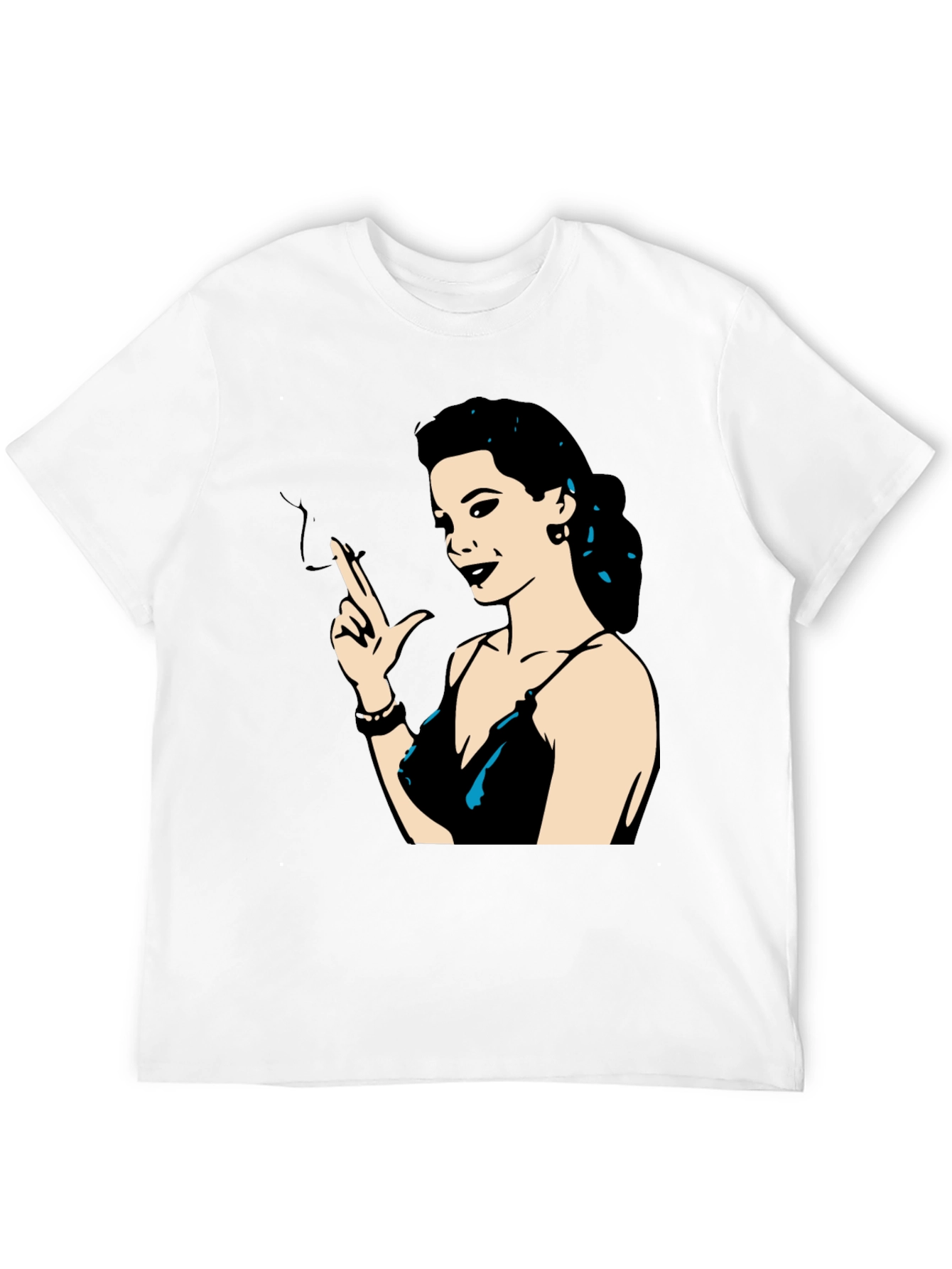 Camiseta Negra Mujer Fumando con Estilo