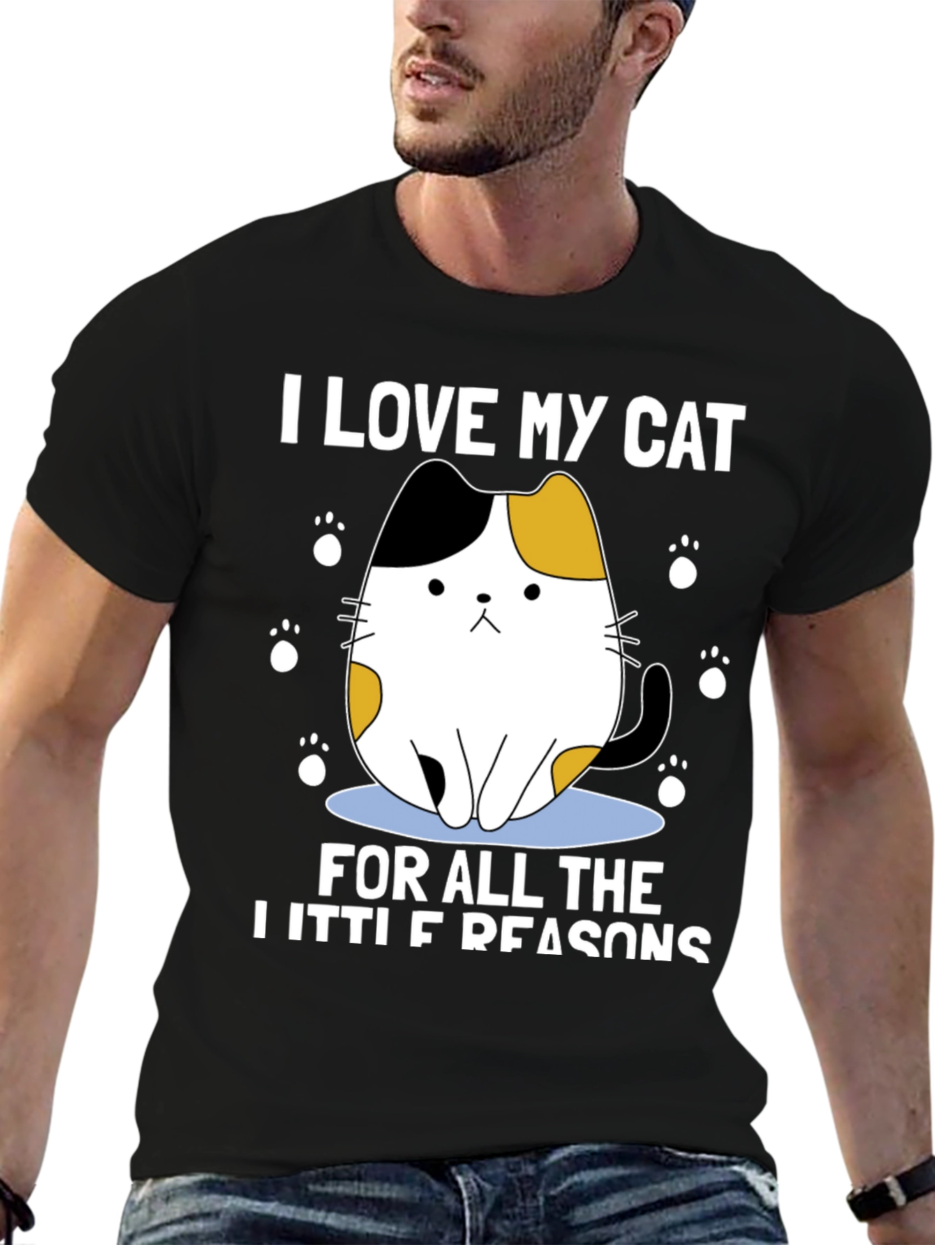 Camiseta Amo a Mi Gato Pequeño Negra