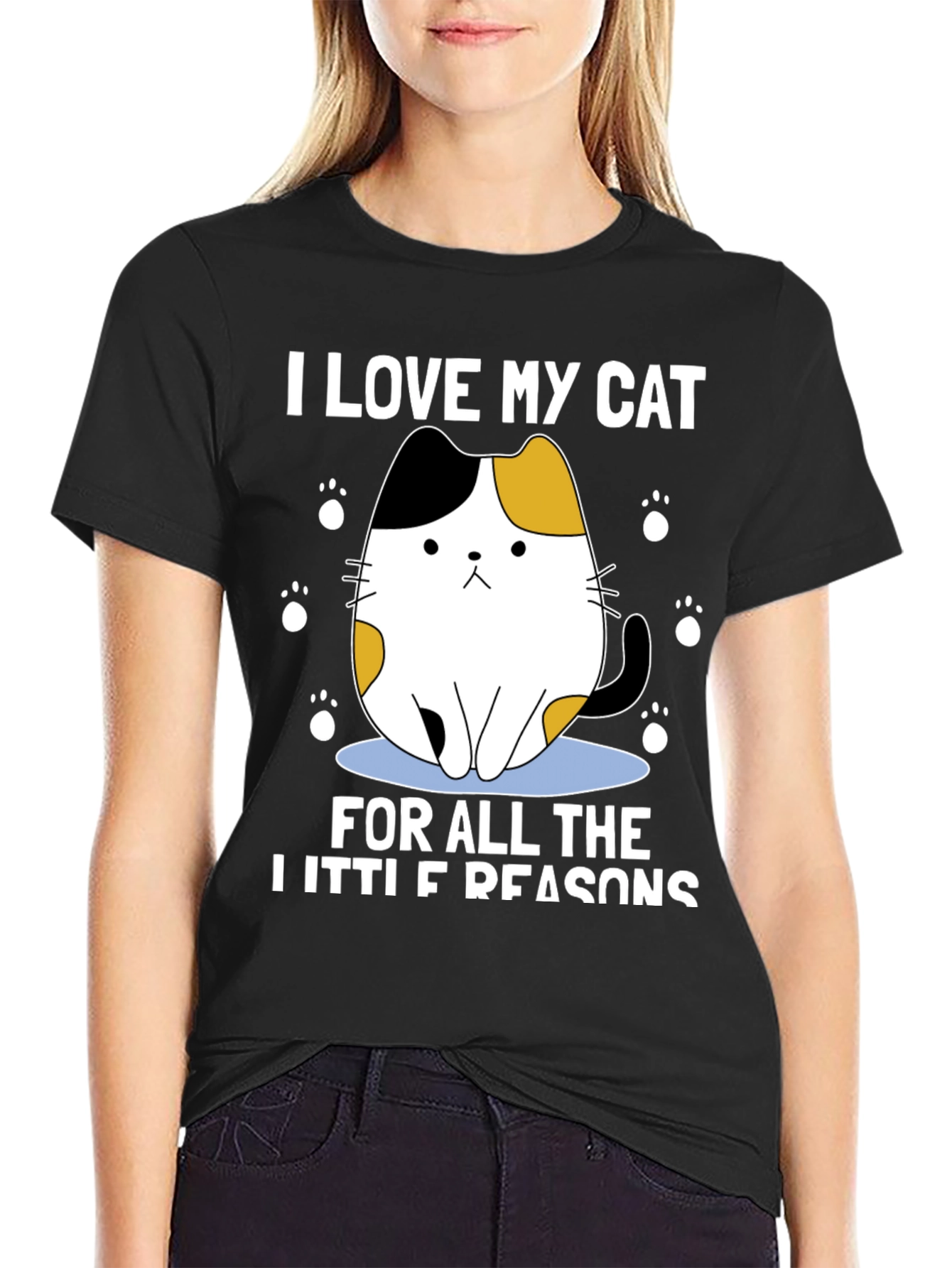 Camiseta Amo a Mi Gato Pequeño Negra