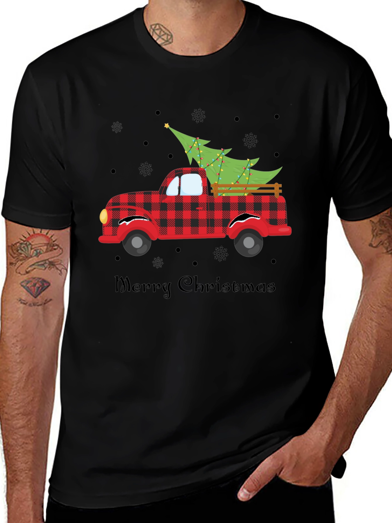 Camiseta Navideña con Camión y Árbol