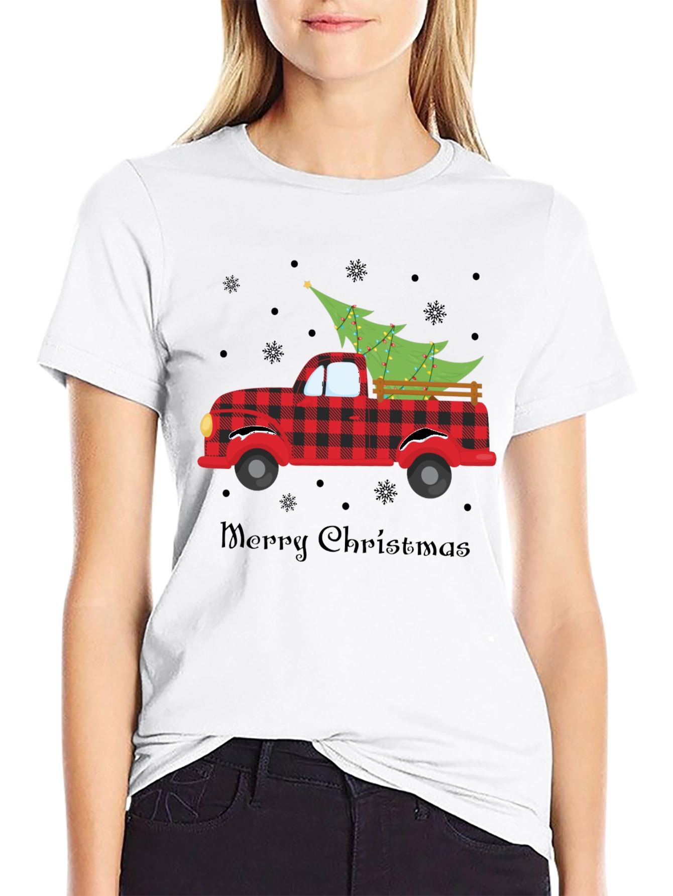 Camiseta Navideña con Camión y Árbol