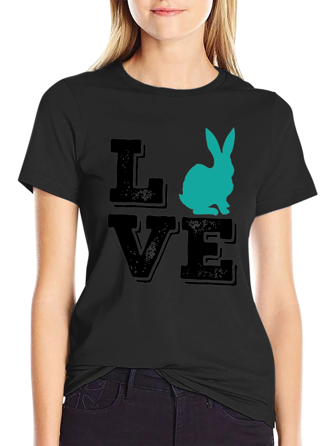 Camiseta Love Conejo Negra para Hombre