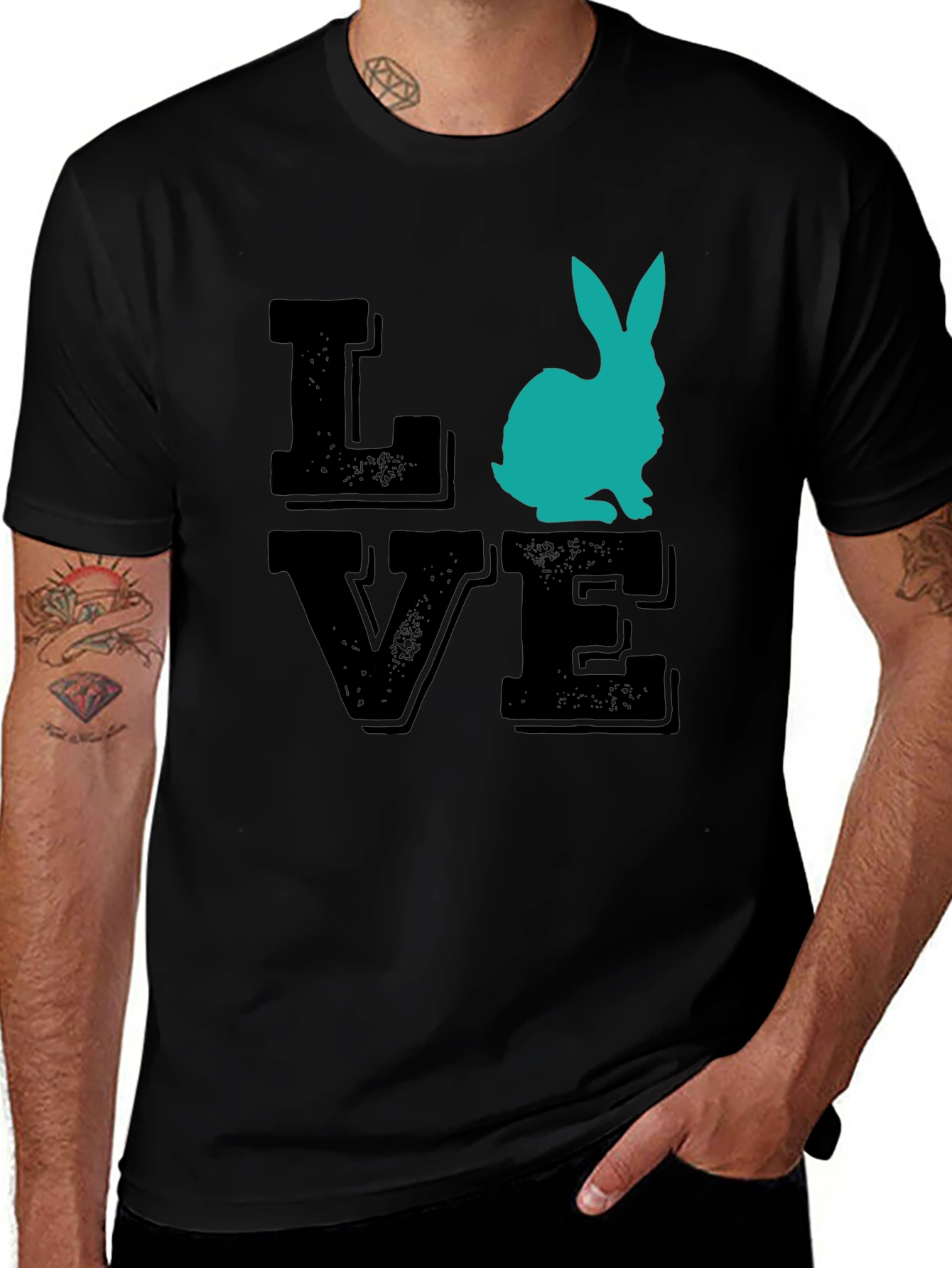 Camiseta Love Conejo Negra para Hombre