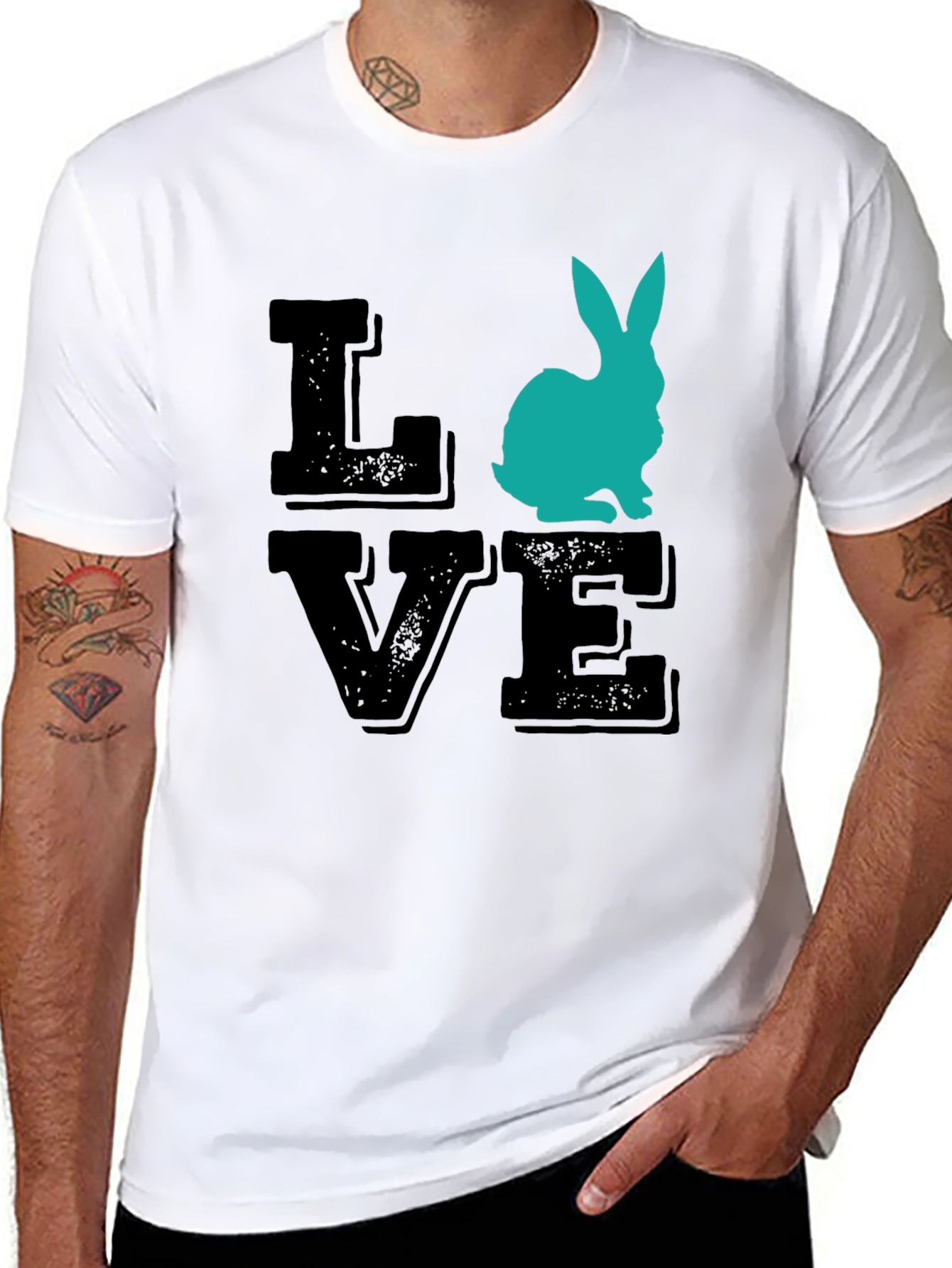 Camiseta Love Conejo Negra para Hombre